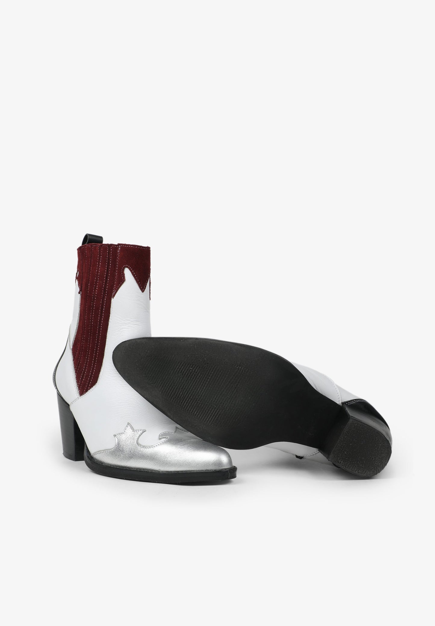 CONTRAST COWBOY ANKLE BOOTS