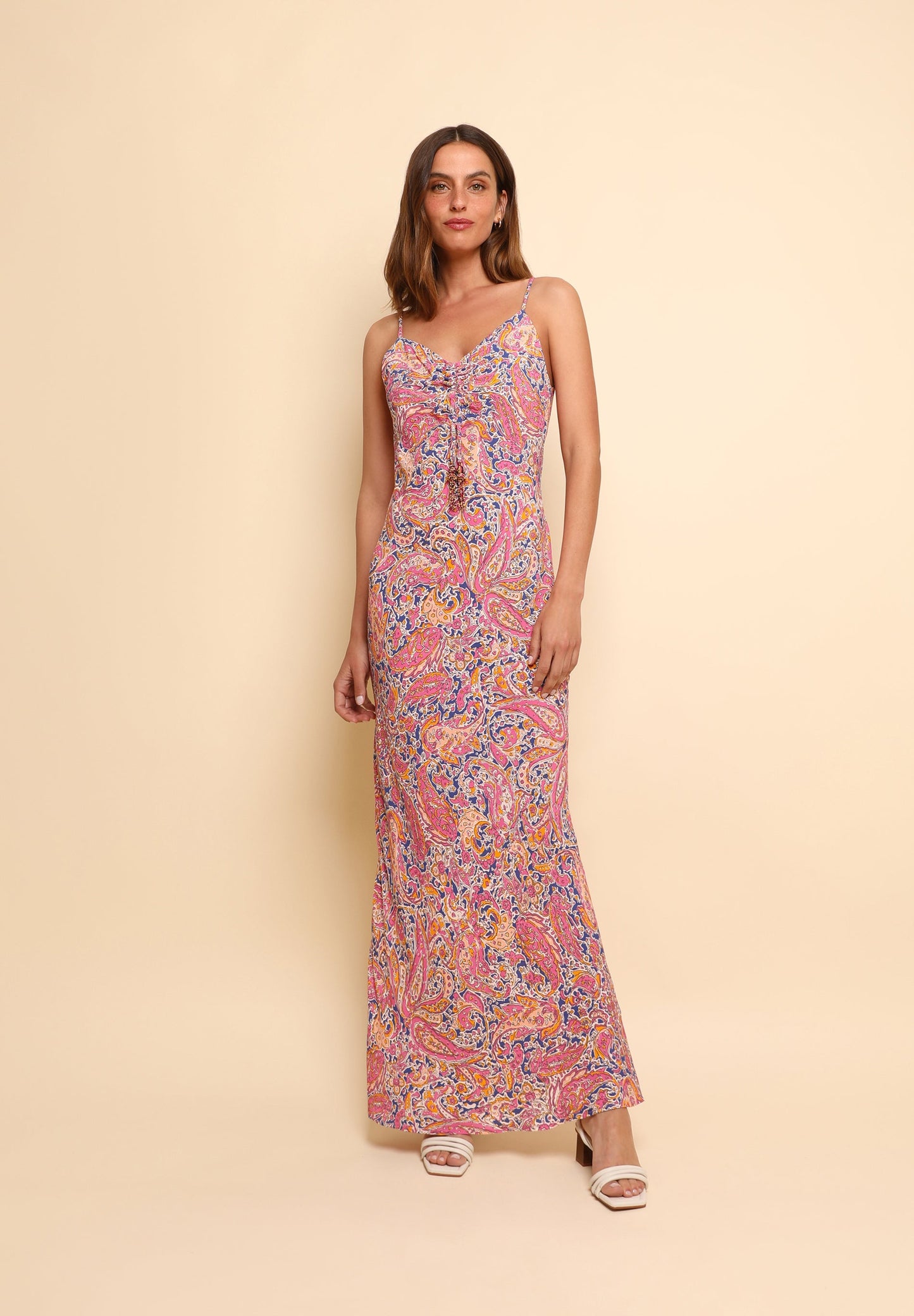LONG PAISLEY PRINT DRESS