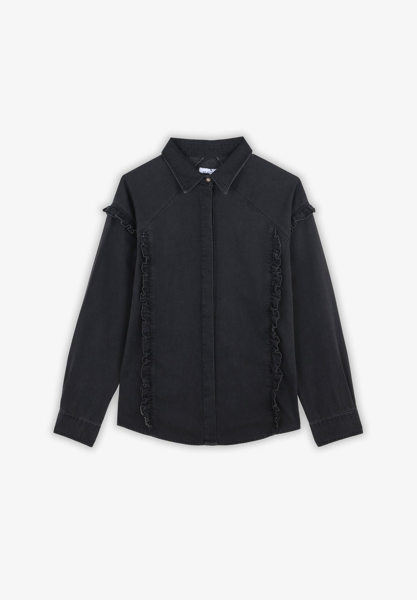 DENIM SHIRT WITH FRILL