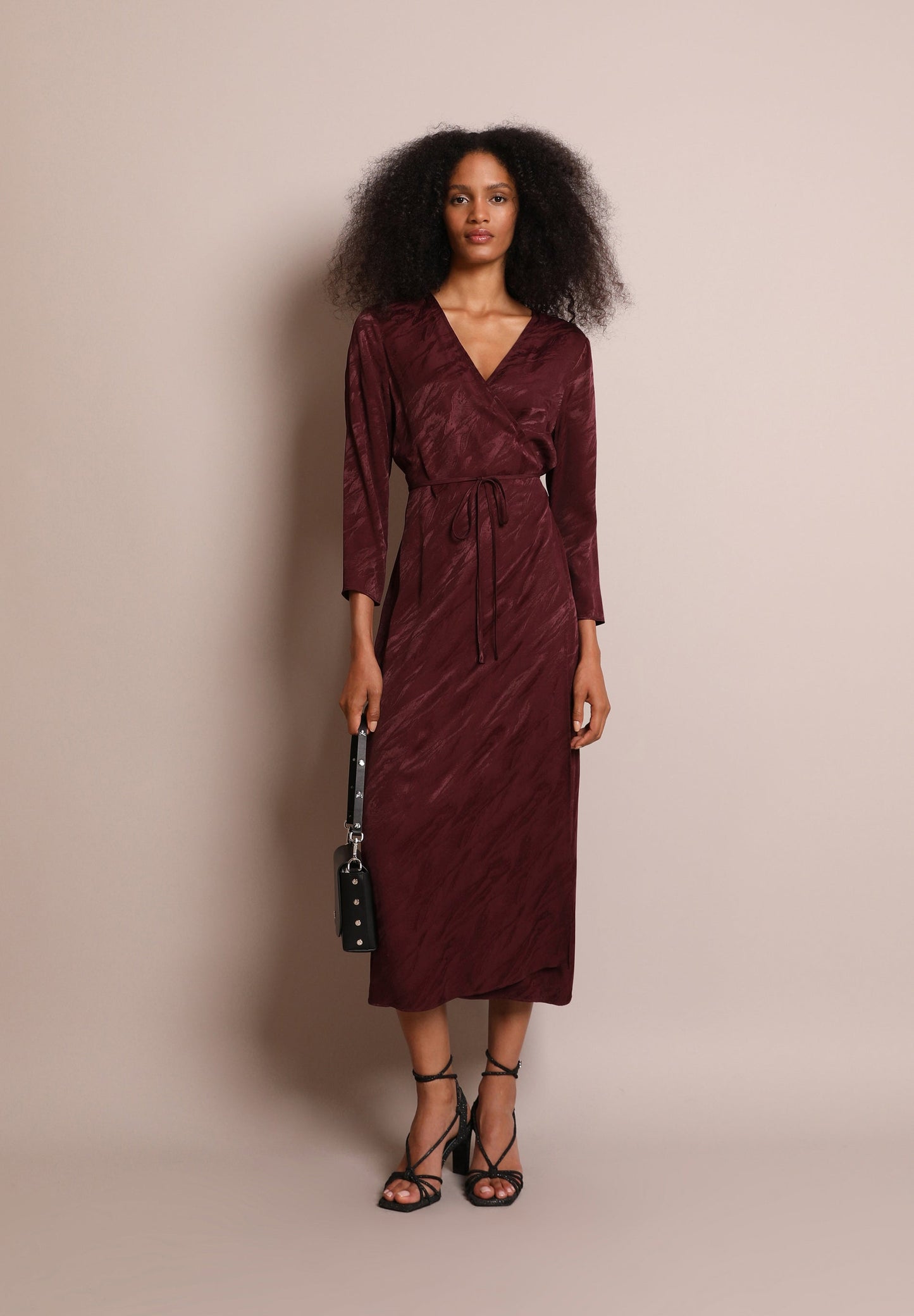 JACQUARD CROSSOVER MIDI DRESS