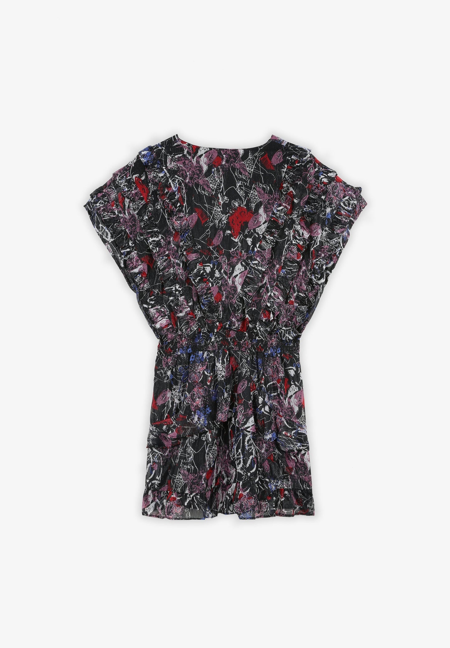 PRINTED METALLIC MINI DRESS