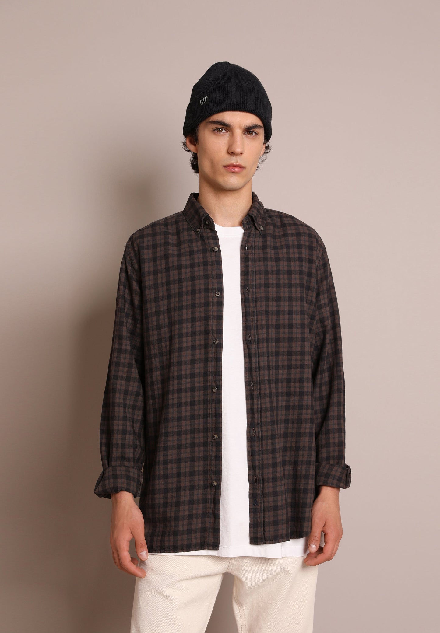 CHECK SHIRT WITH A BUTTON-DOWN COLLAR