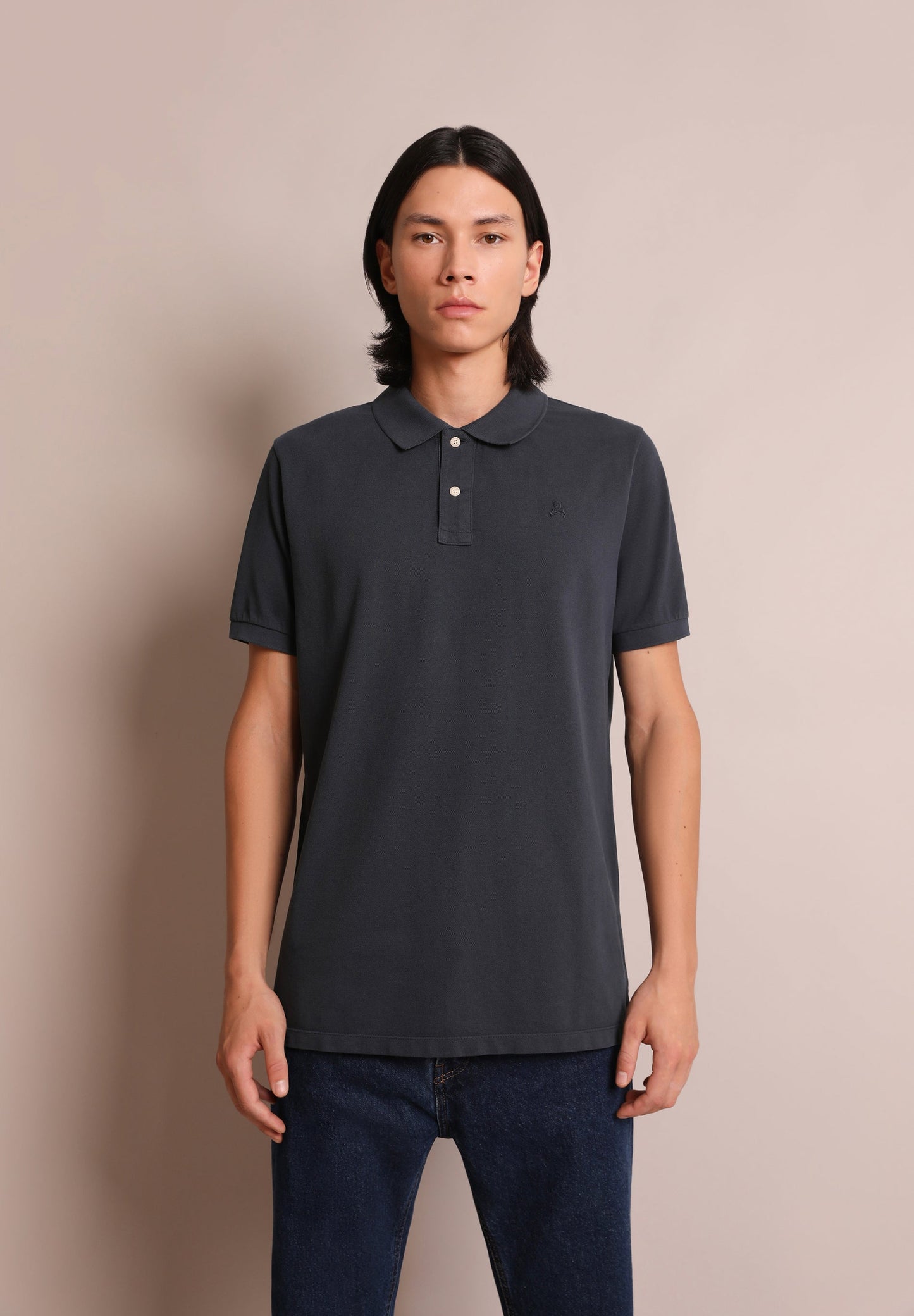 BASIC POLO SHIRT WITH SKULL DETAIL