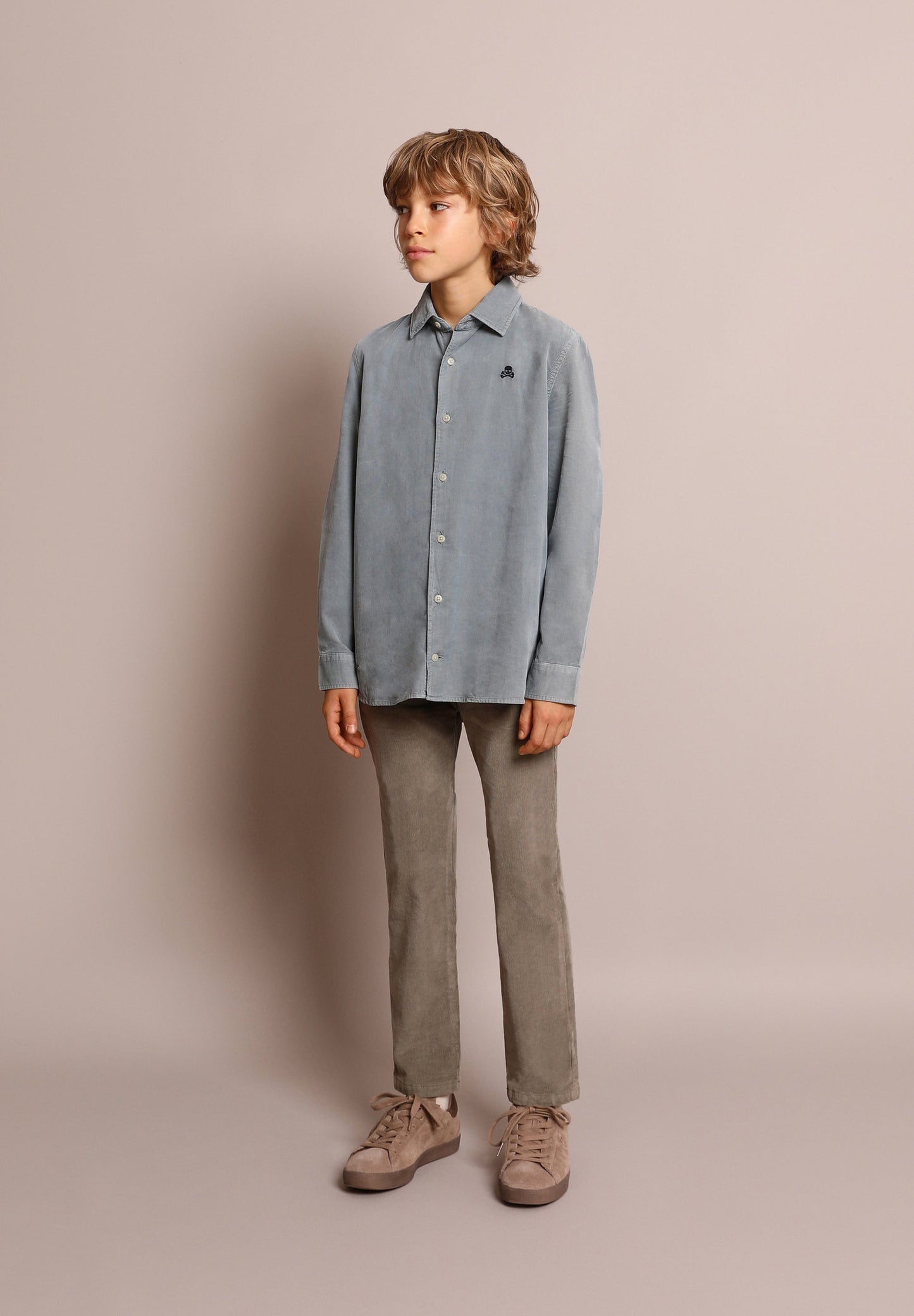 CORDUROY SHIRT WITH CONTRAST SKULL