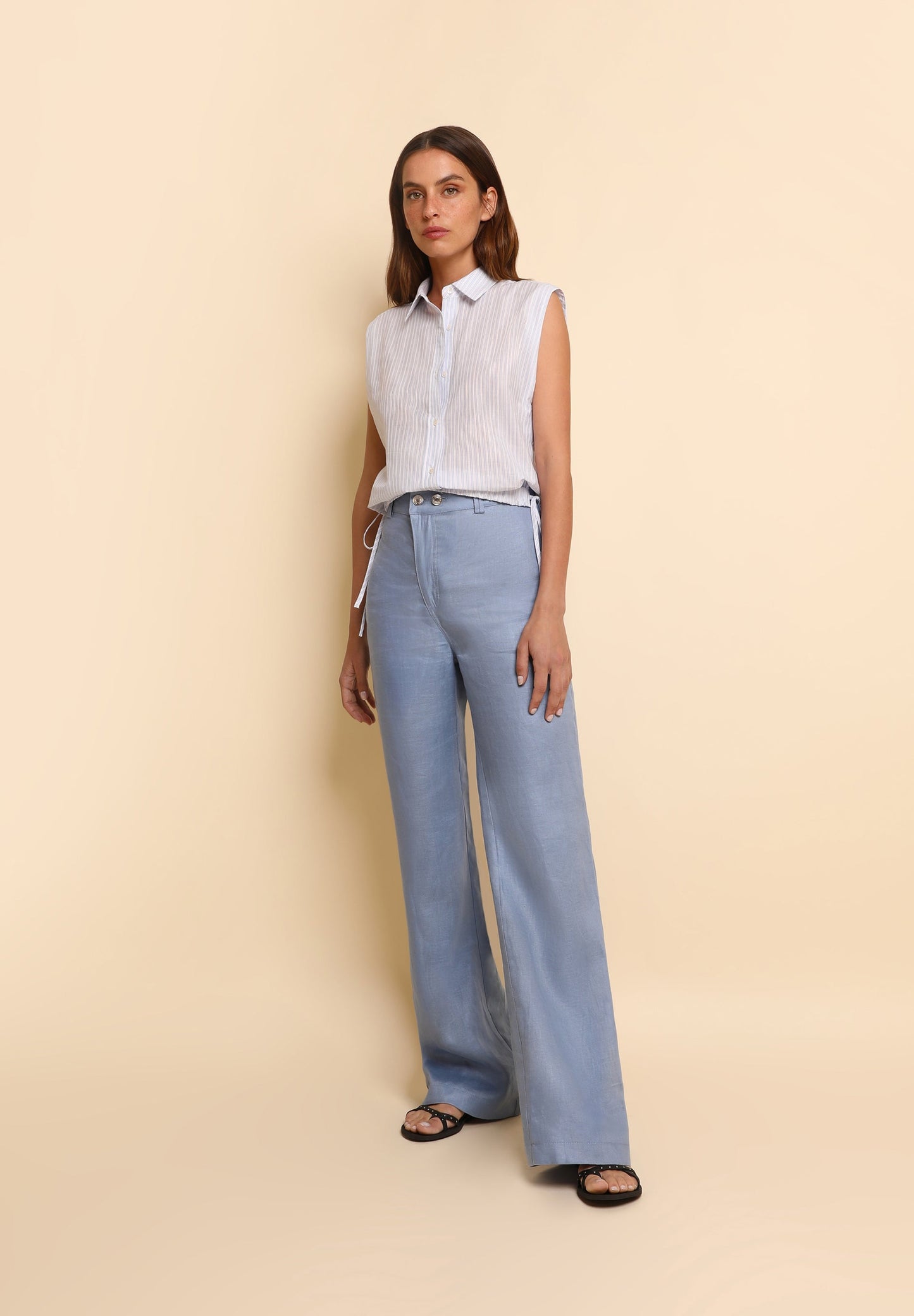 GATHERED STRIPED SHIRT