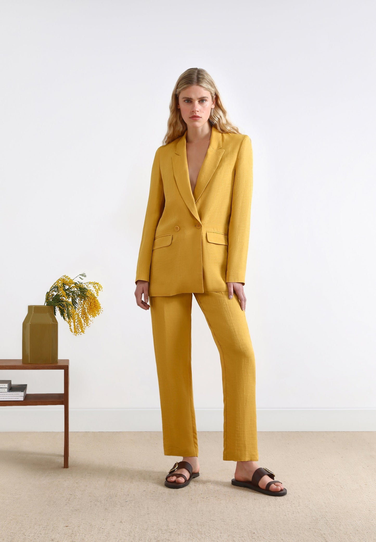 STRAIGHT JACQUARD TROUSERS