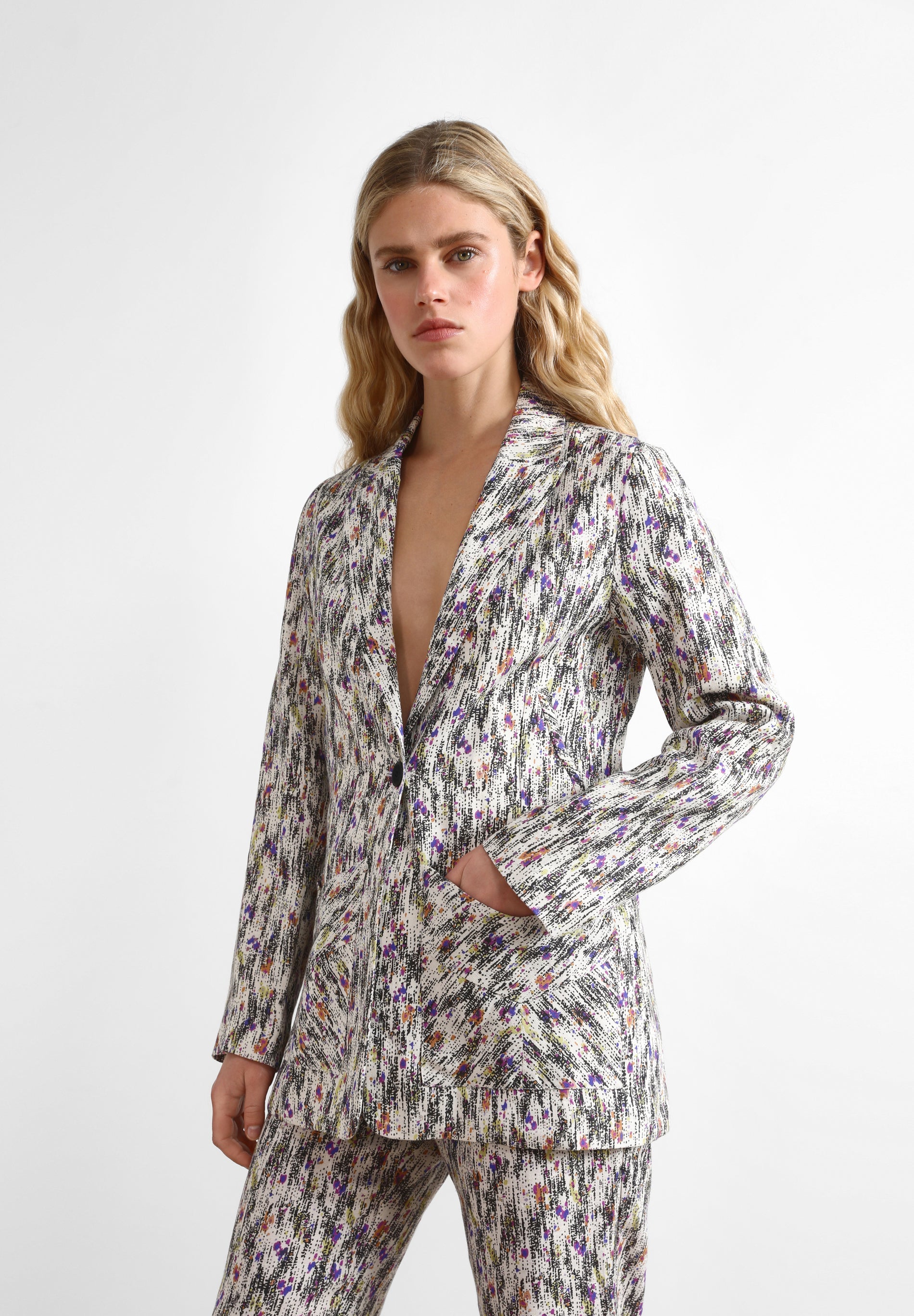 MULTICOLOURED LINEN BLAZER