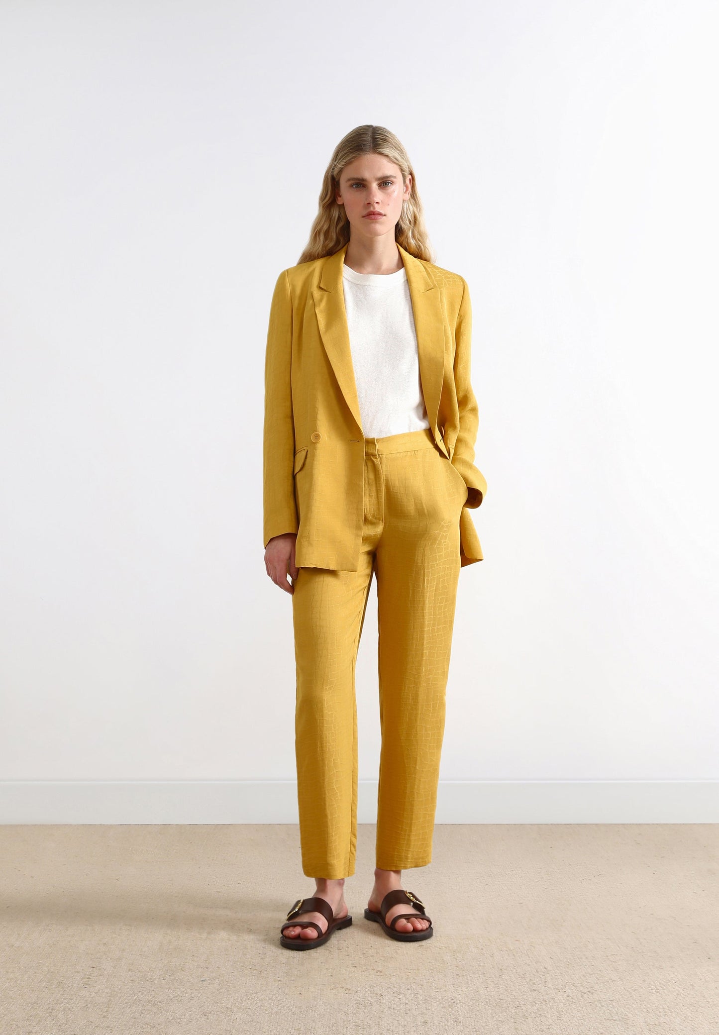 STRAIGHT JACQUARD TROUSERS