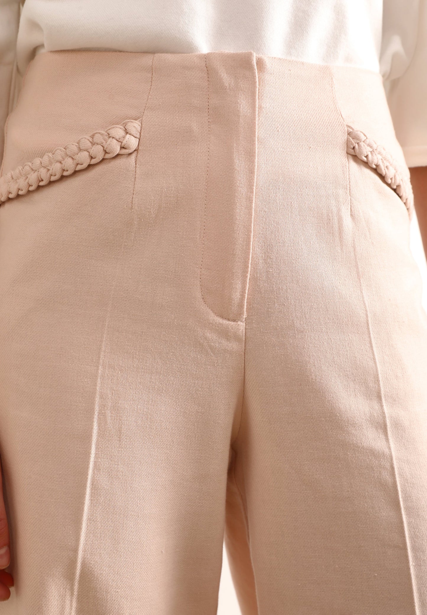 LINEN TROUSERS WITH BRAIDED DETAILS