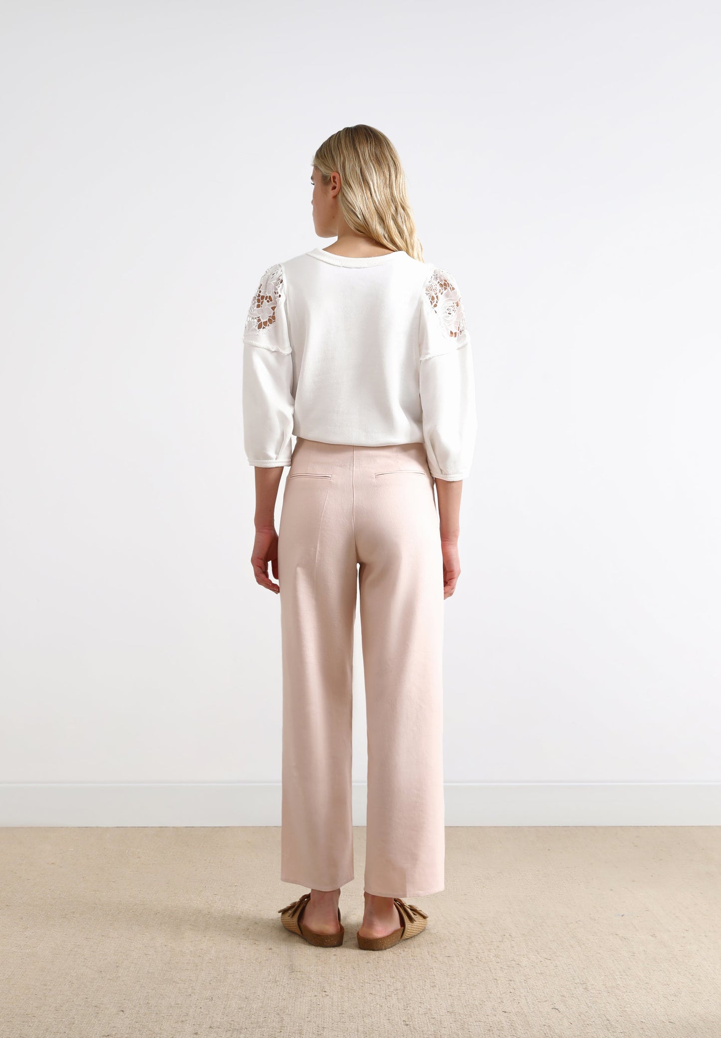 LINEN TROUSERS WITH BRAIDED DETAILS