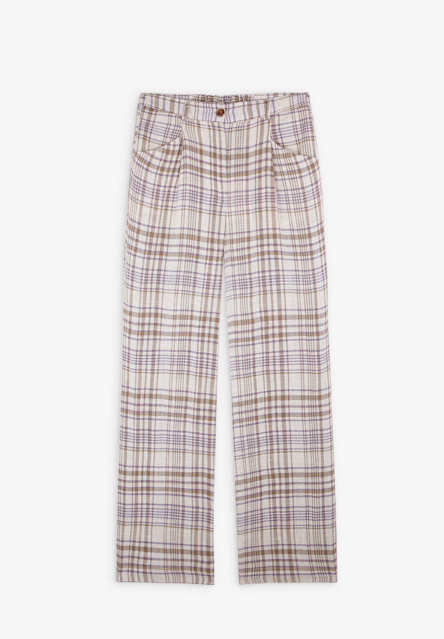 CHECKED LINEN TROUSERS