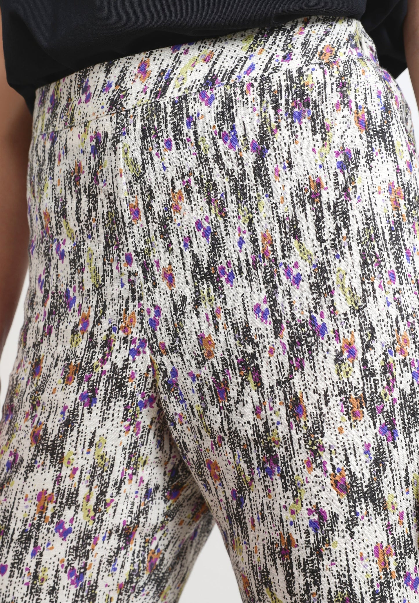 MULTICOLOURED LINEN TROUSERS