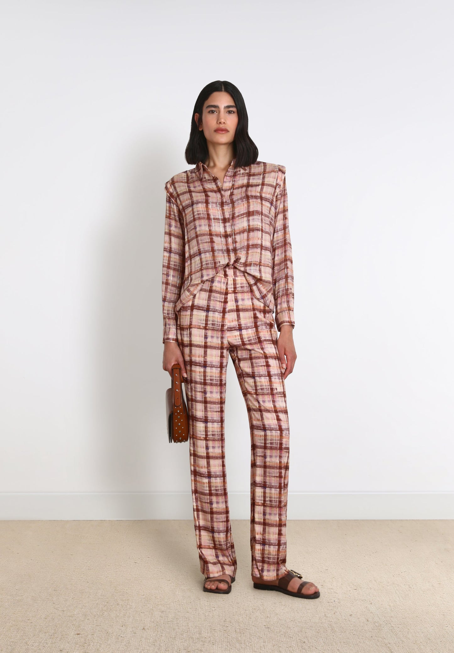 CHECKED PALAZZO TROUSERS