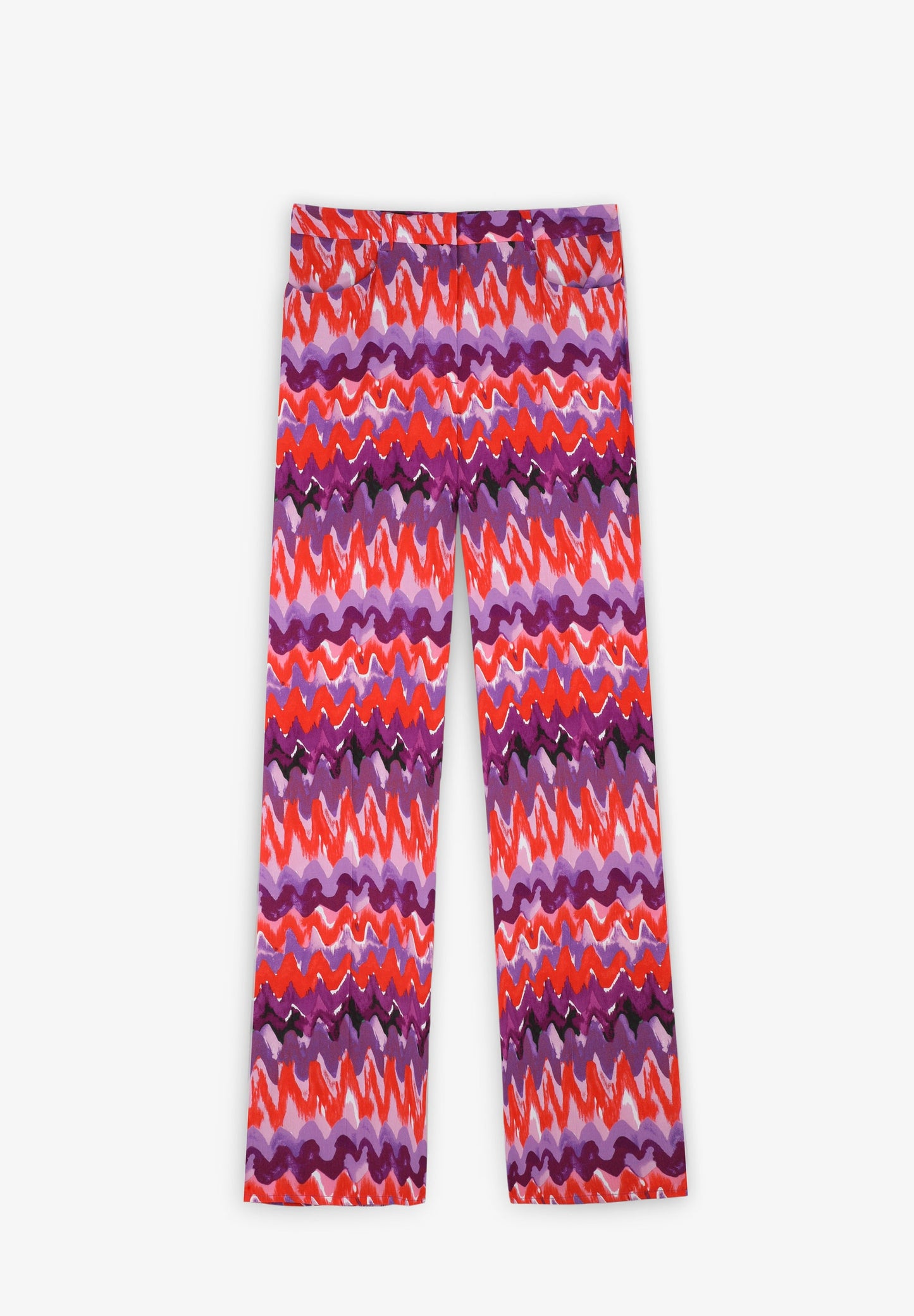 WAVED PRINT FLARED TROUSERS