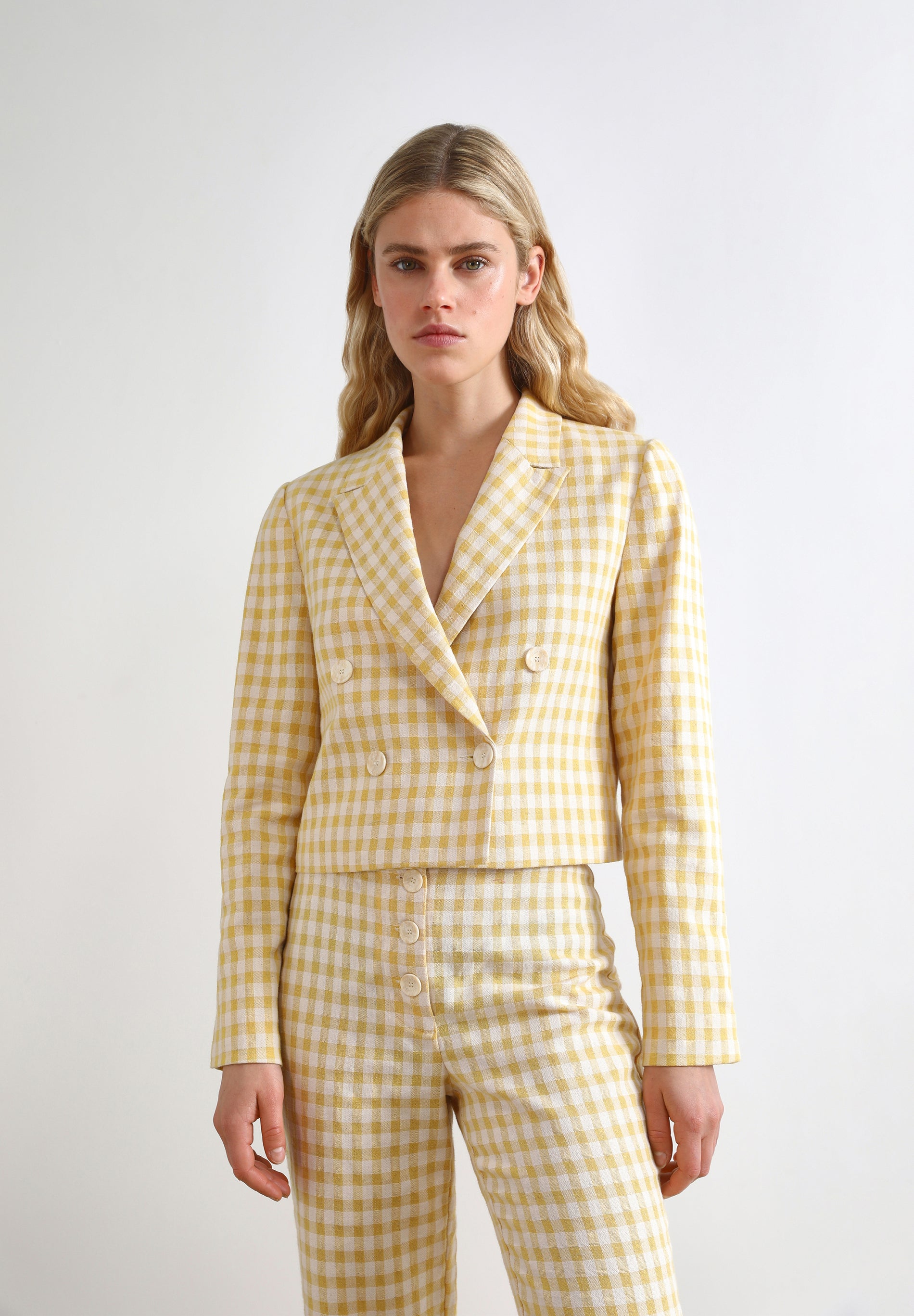 CROPPED GINGHAM BLAZER