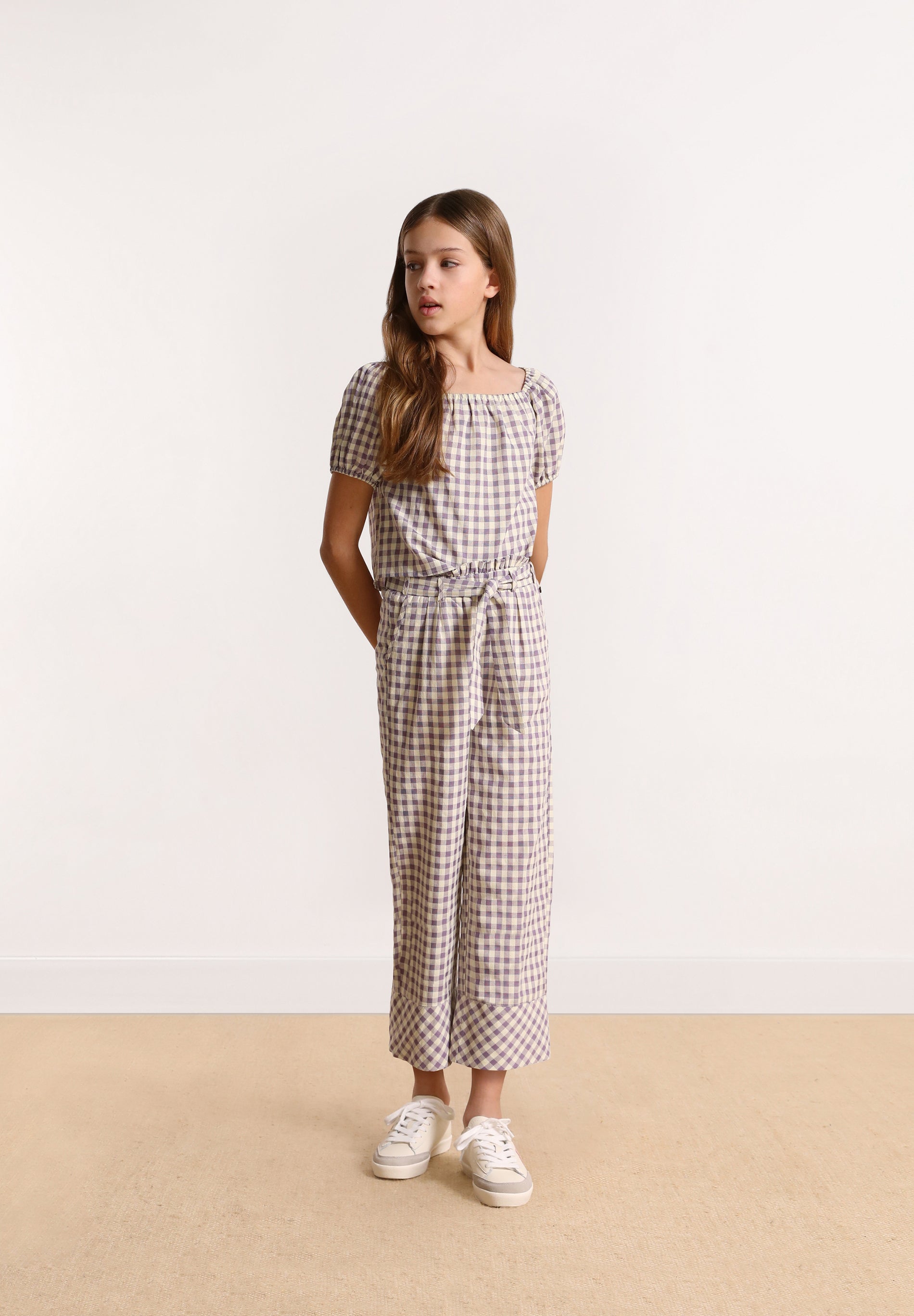 GINGHAM TROUSERS WITH TIE WAIST