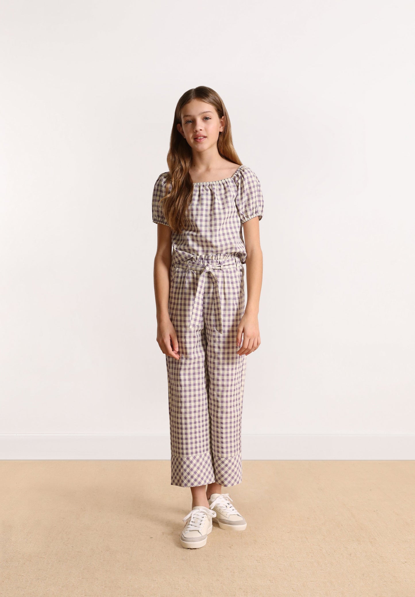 GINGHAM TROUSERS WITH TIE WAIST