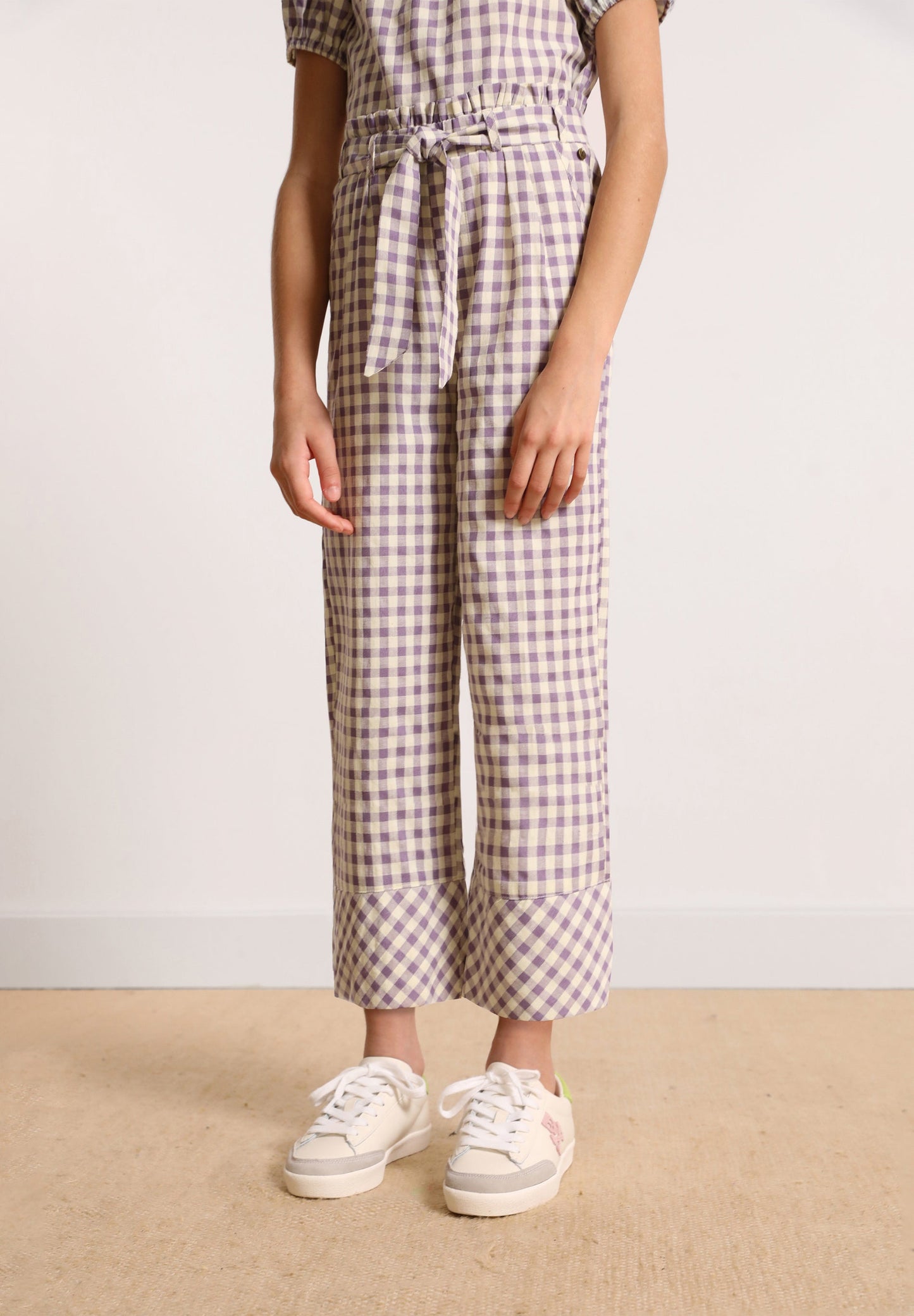 GINGHAM TROUSERS WITH TIE WAIST