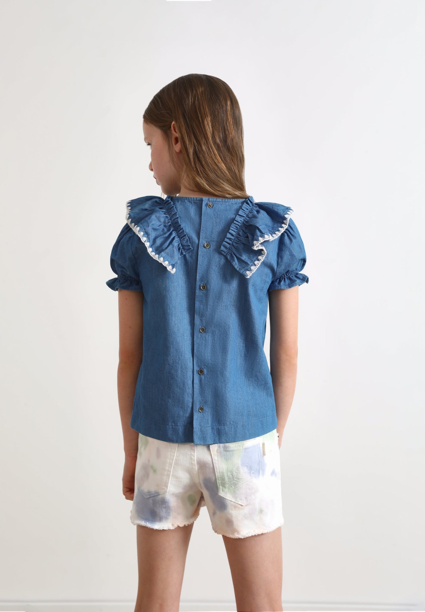 DENIM SHIRT WITH FRILL