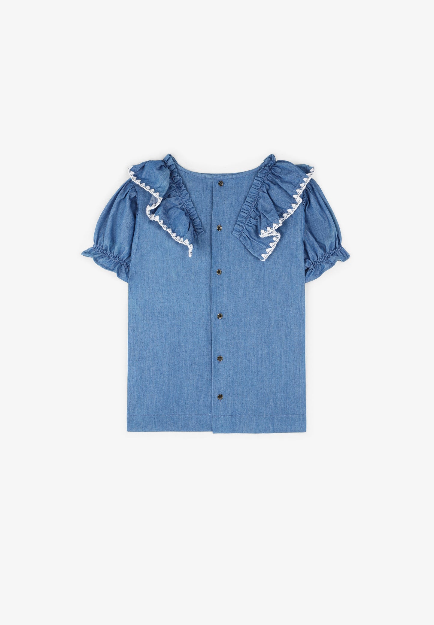 DENIM SHIRT WITH FRILL