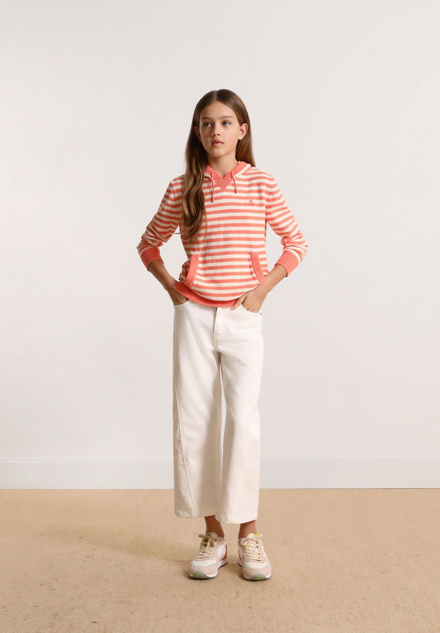 STRIPED SWEATER WITH HOOD