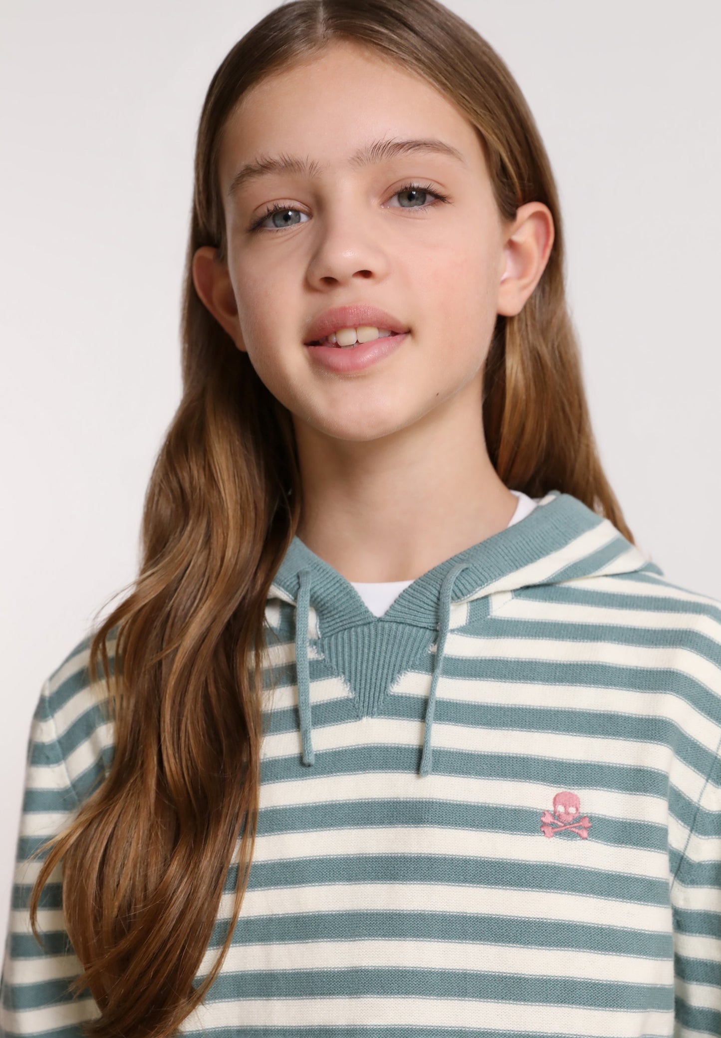 STRIPED SWEATER WITH HOOD