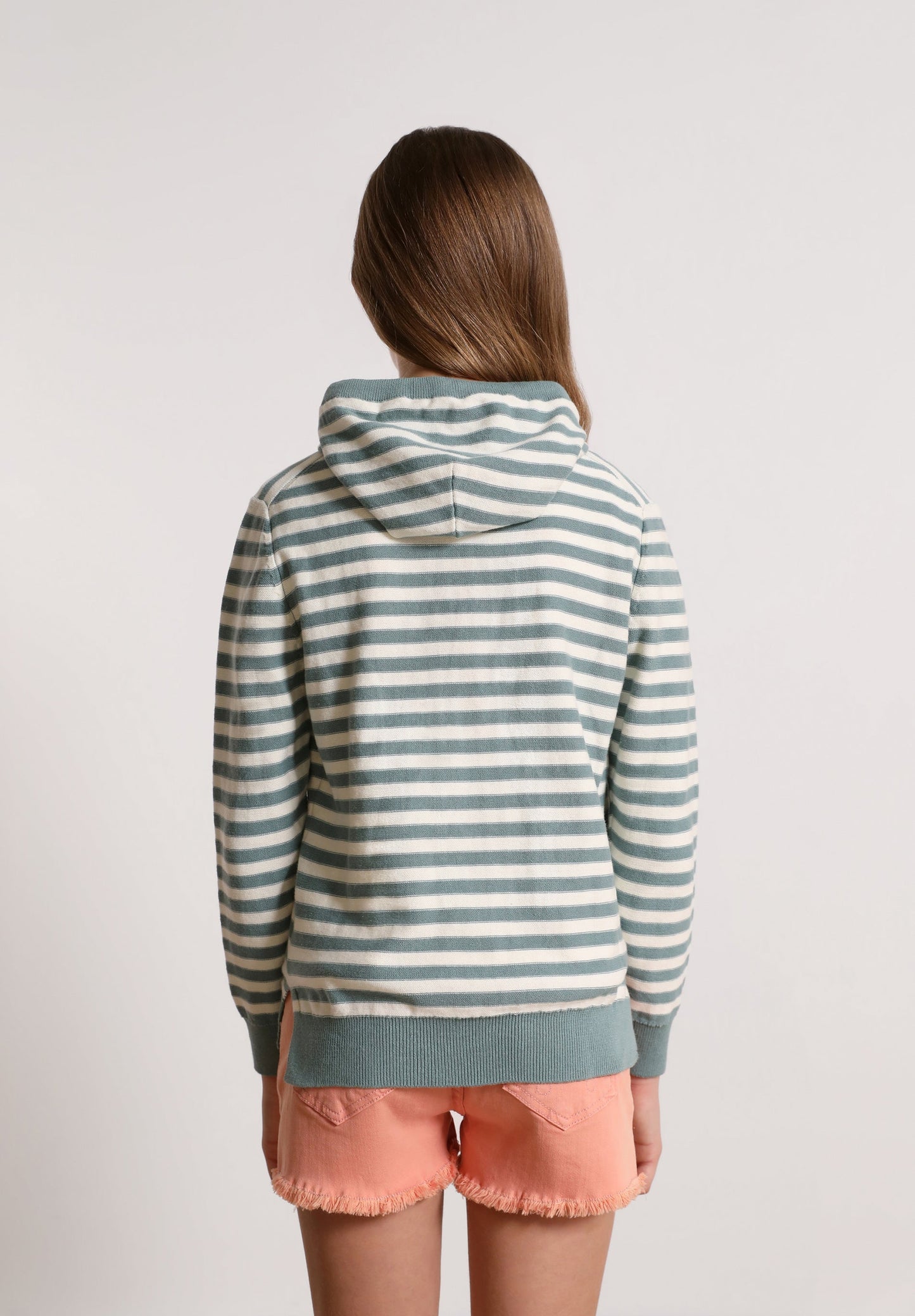 STRIPED SWEATER WITH HOOD
