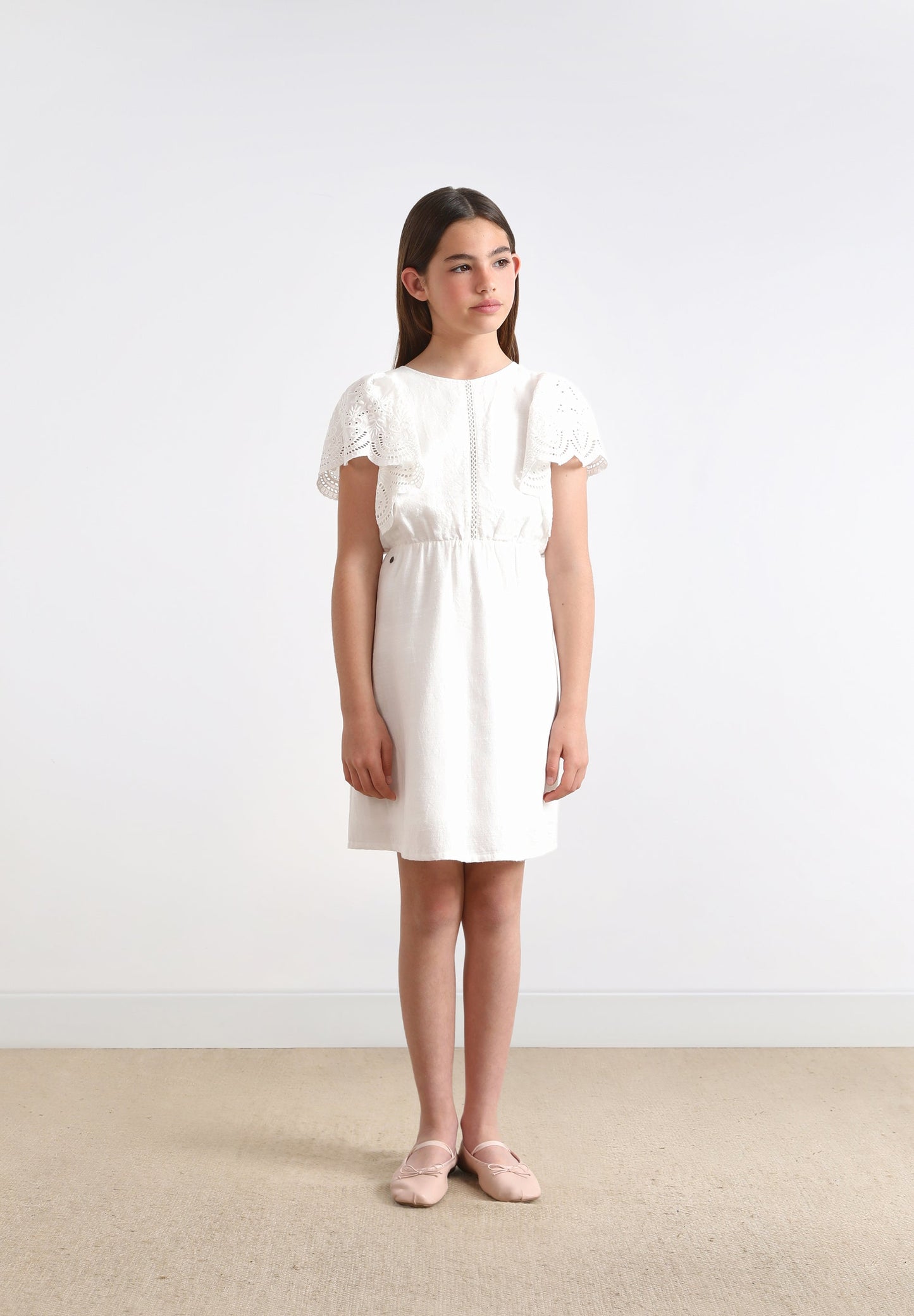 MINI DRESS WITH BRODERIE ANGLAISE RUFFLES