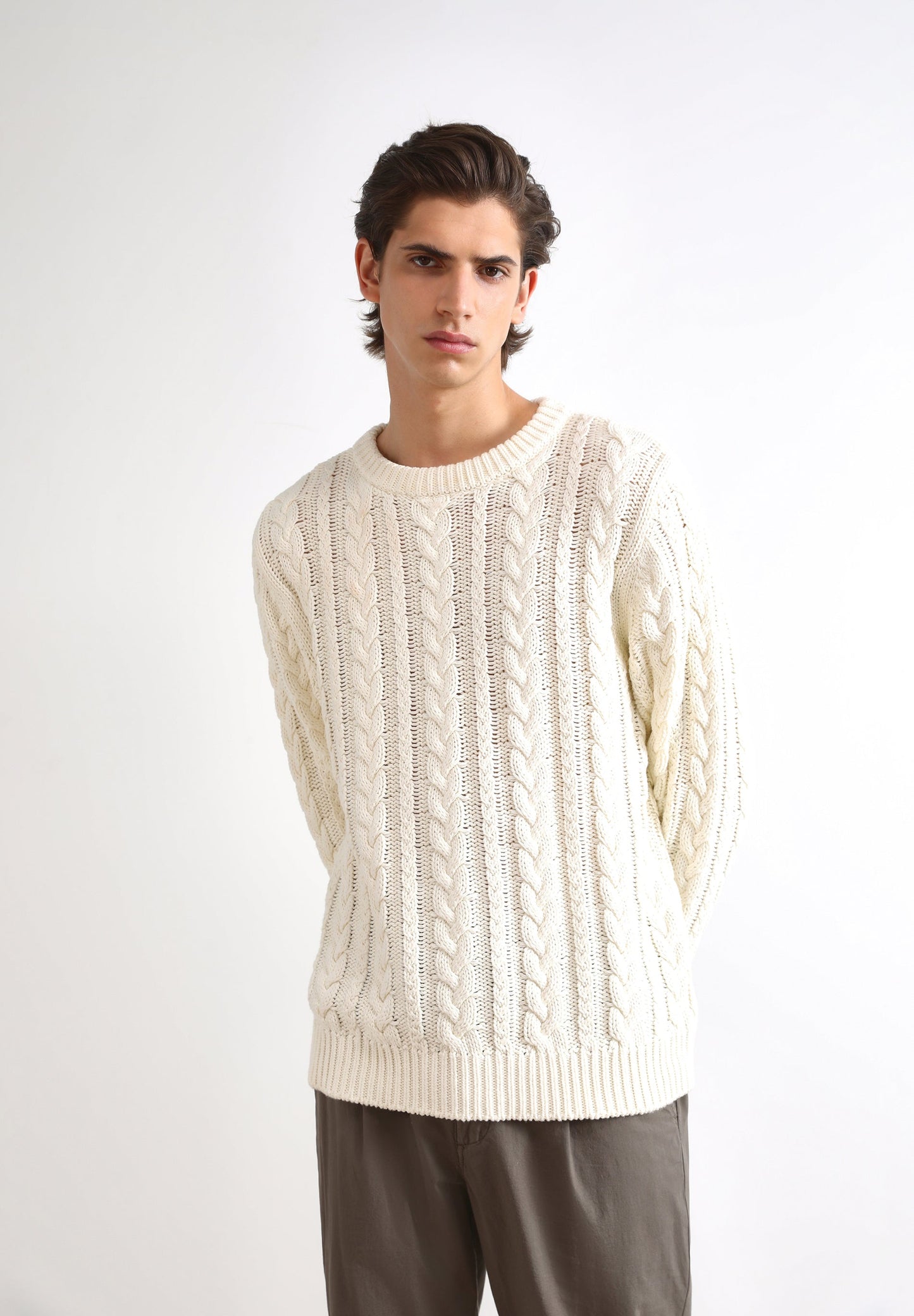 CABLE-KNIT SWEATER