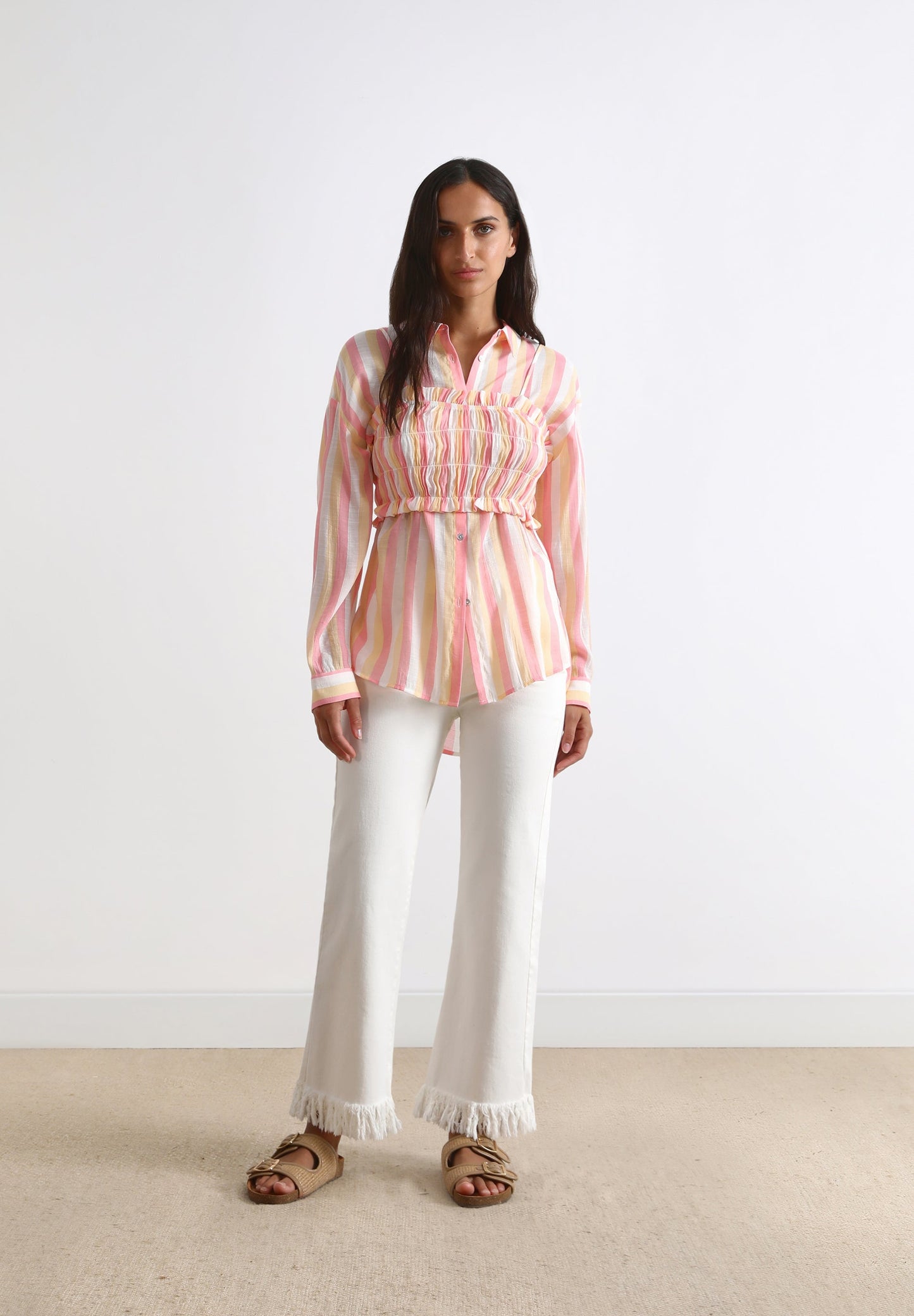 STRIPED SHIRT TOP SET