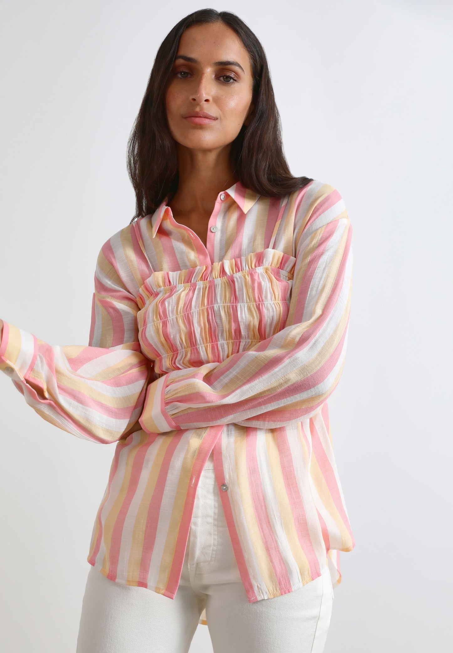 STRIPED SHIRT TOP SET