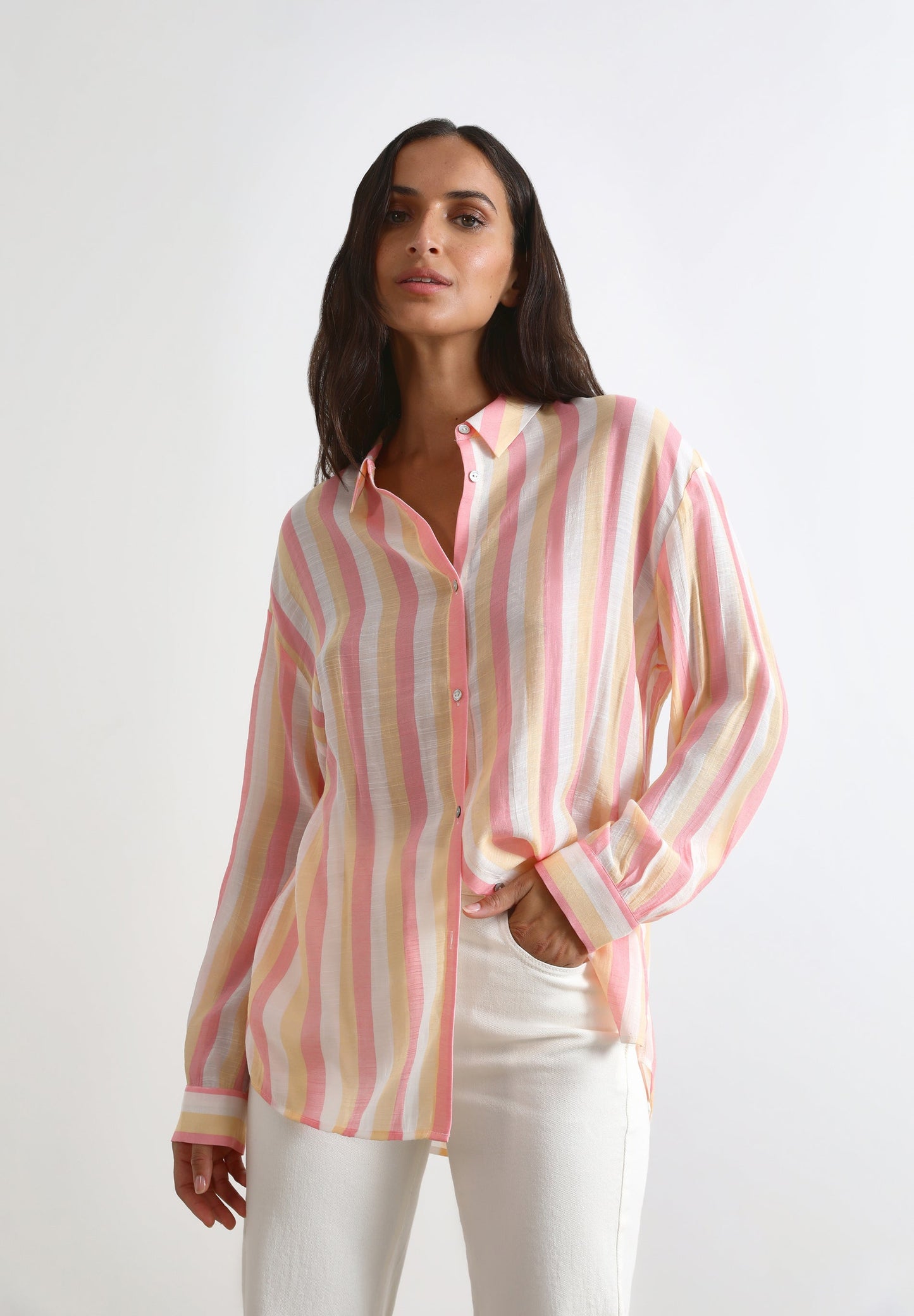 STRIPED SHIRT TOP SET