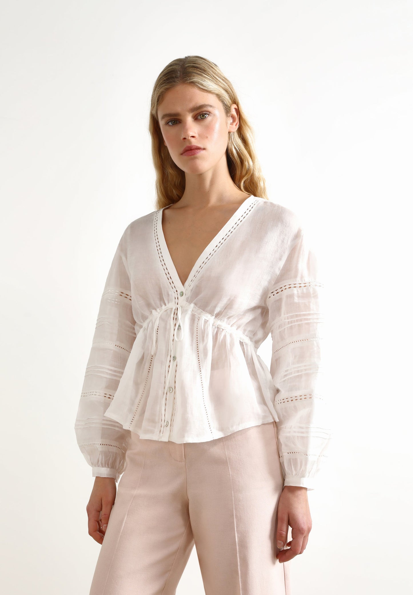 OPENWORK BLOUSE WITH BOW