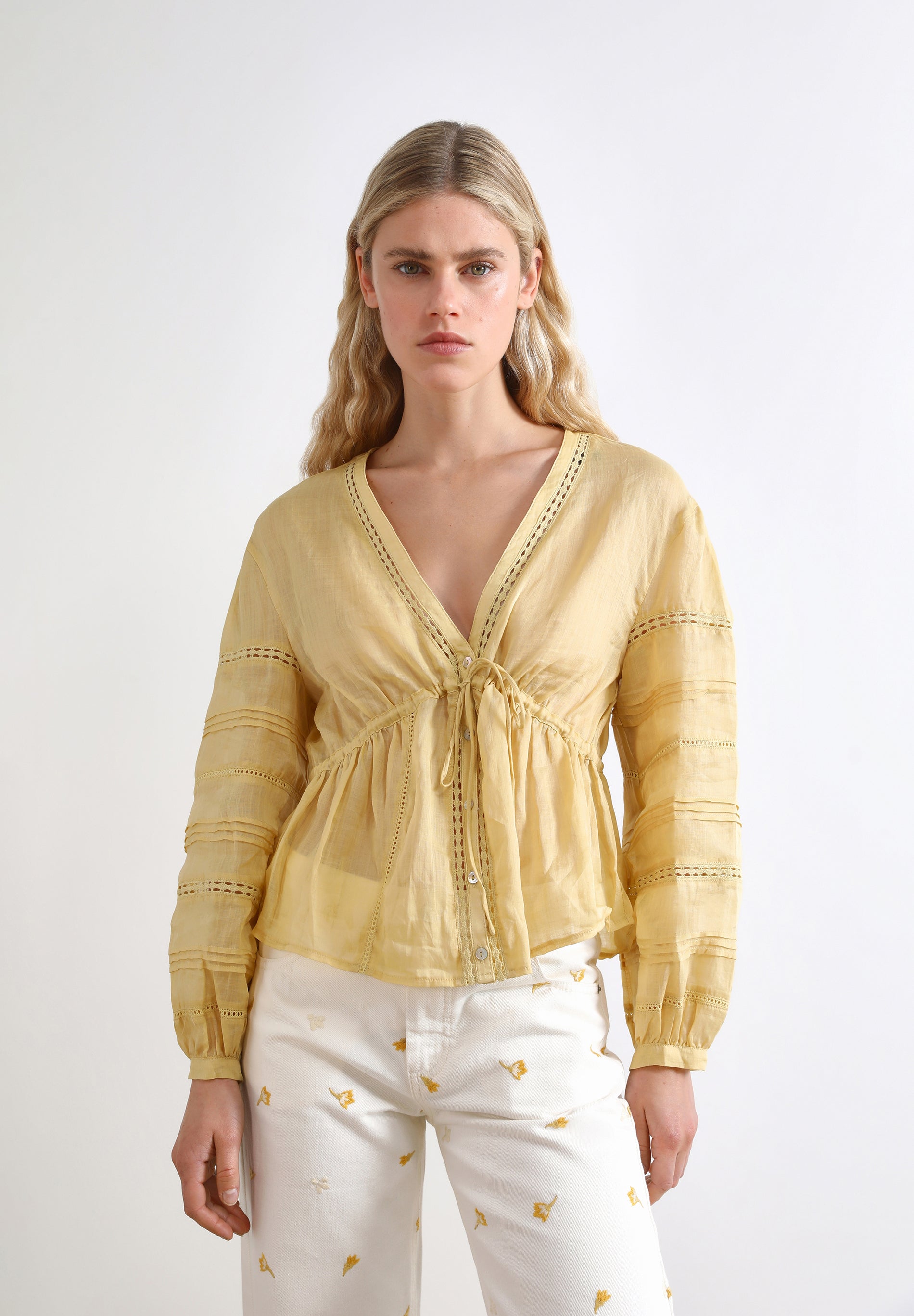 OPENWORK BLOUSE WITH BOW