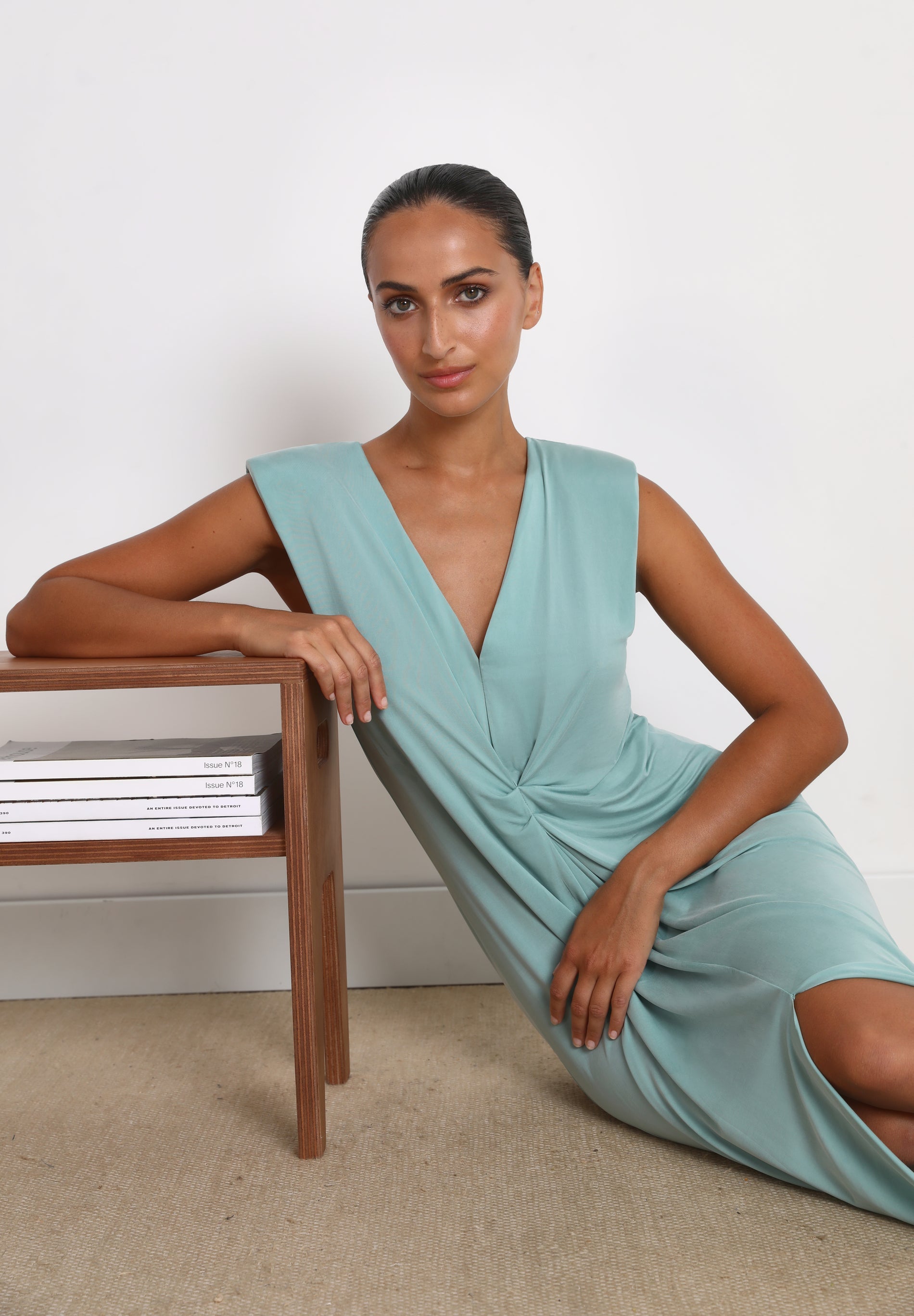 DRAPED CUPRO DRESS