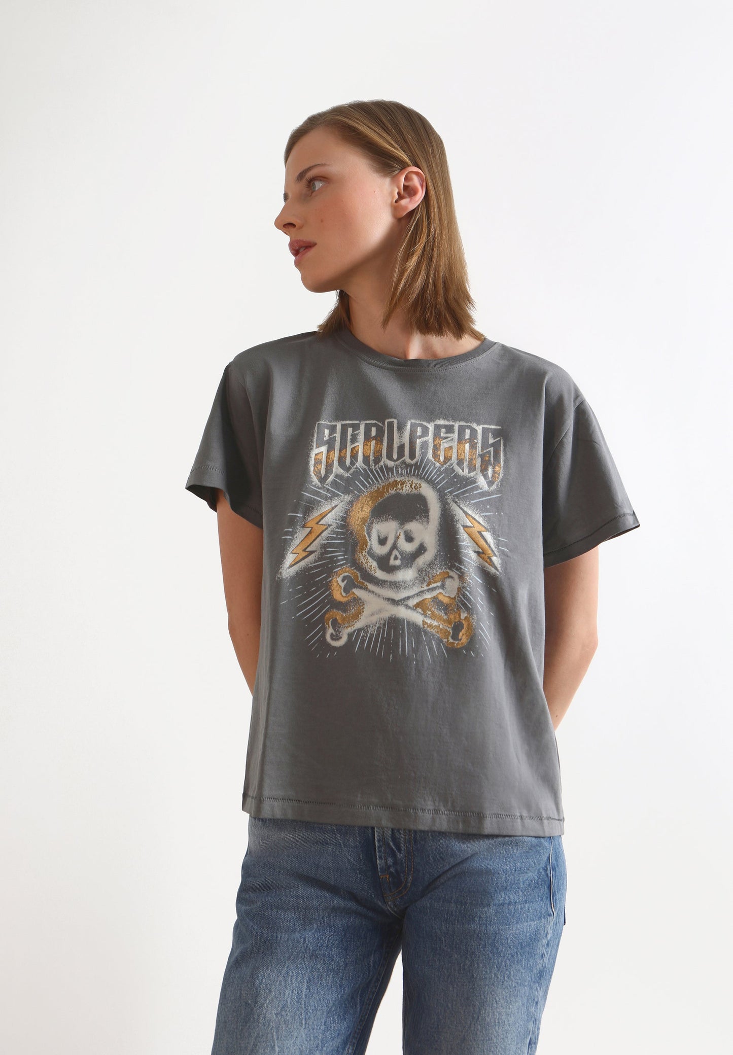 T-SHIRT WITH SKULL AND STRIPES
