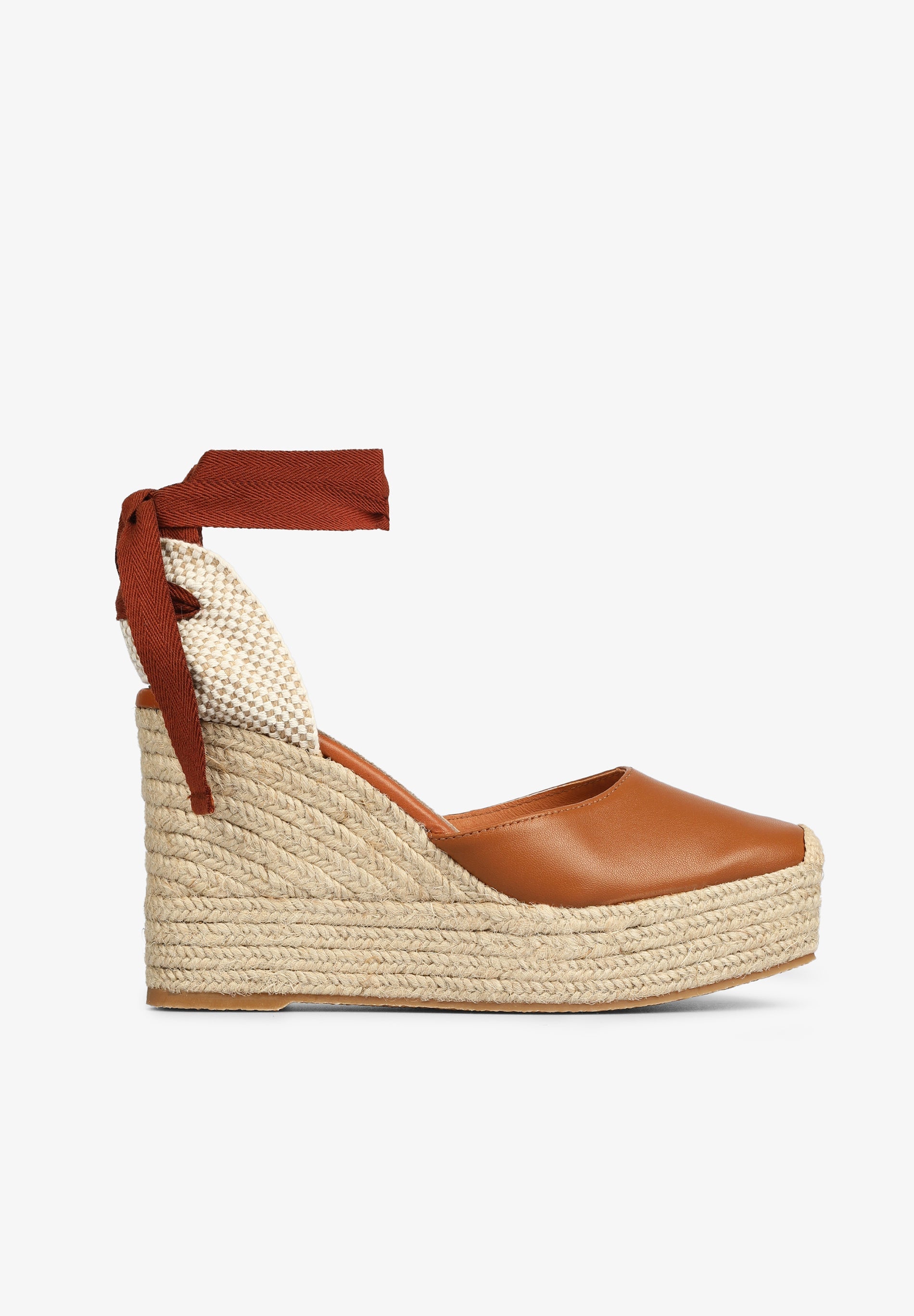 LEATHER WEDGE ESPADRILLES