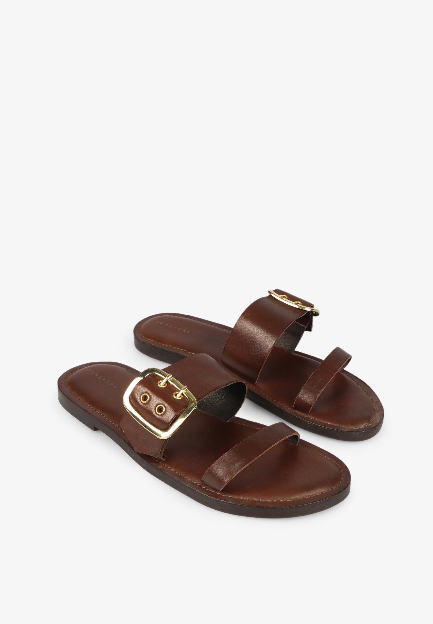 LEATHER SANDALS WITH LARGE BUCKLE