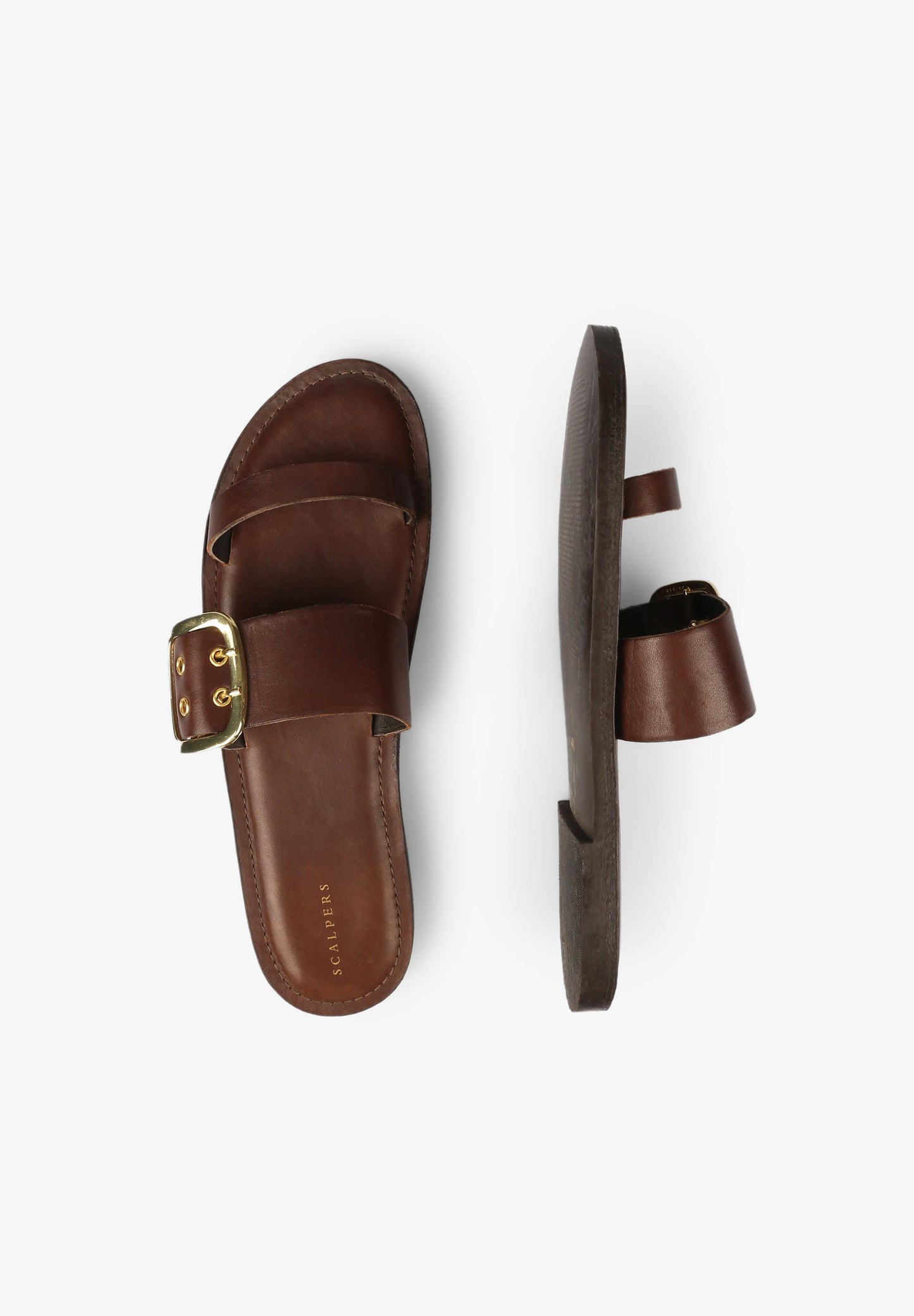 LEATHER SANDALS WITH LARGE BUCKLE