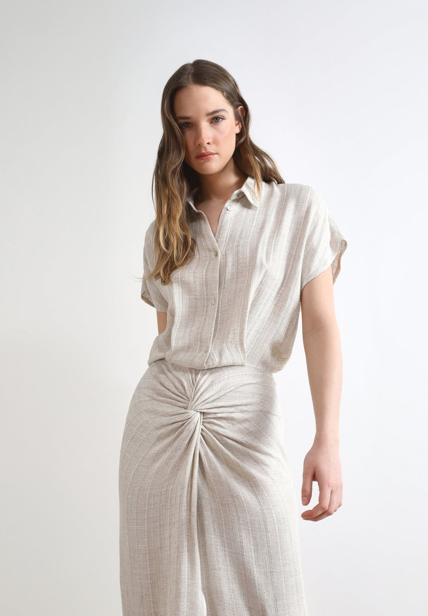 DRAPED LINEN DRESS