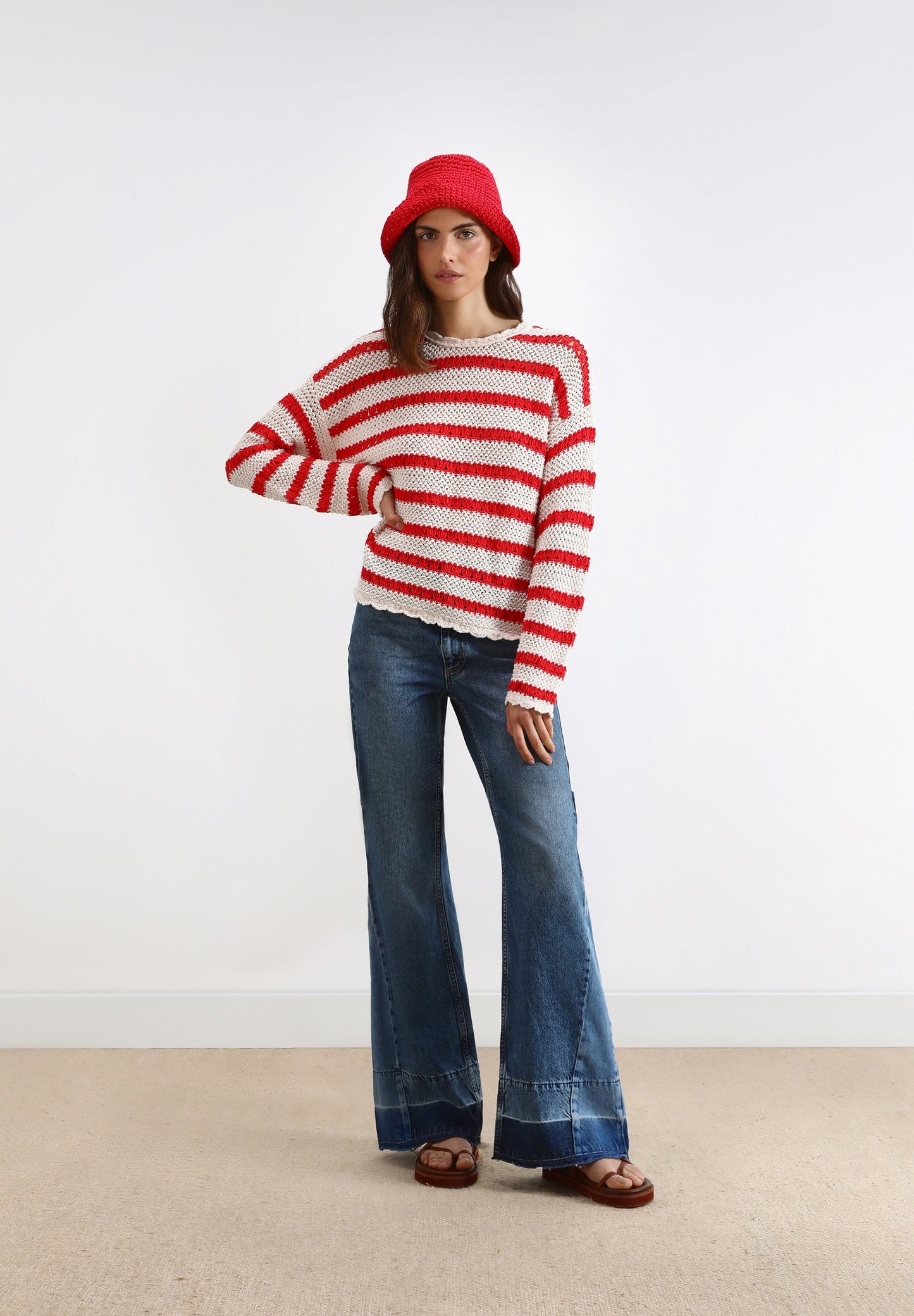 STRIPED CROCHET SWEATER