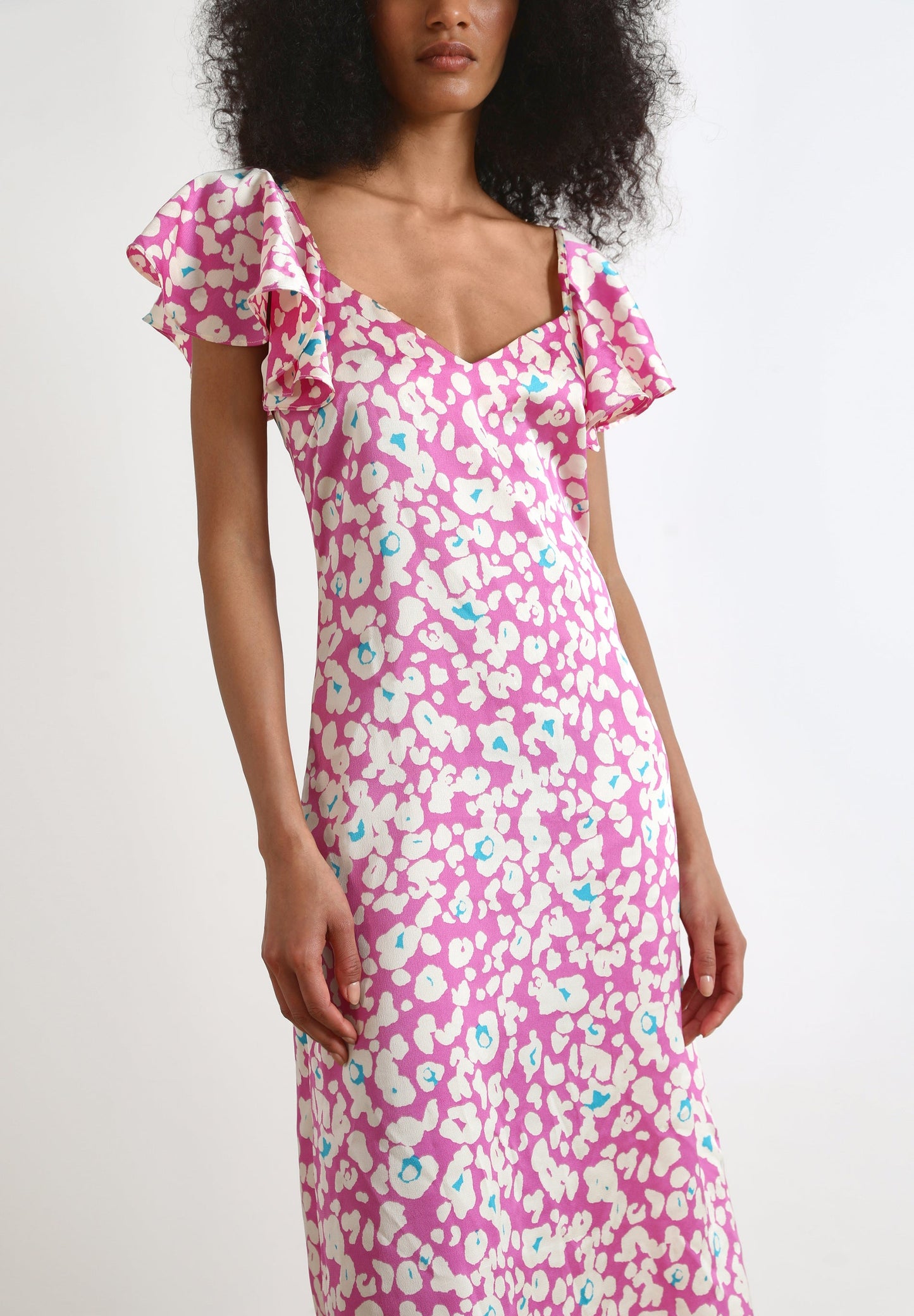 ANIMAL PRINT DRESS RUFFLED SLEEVES