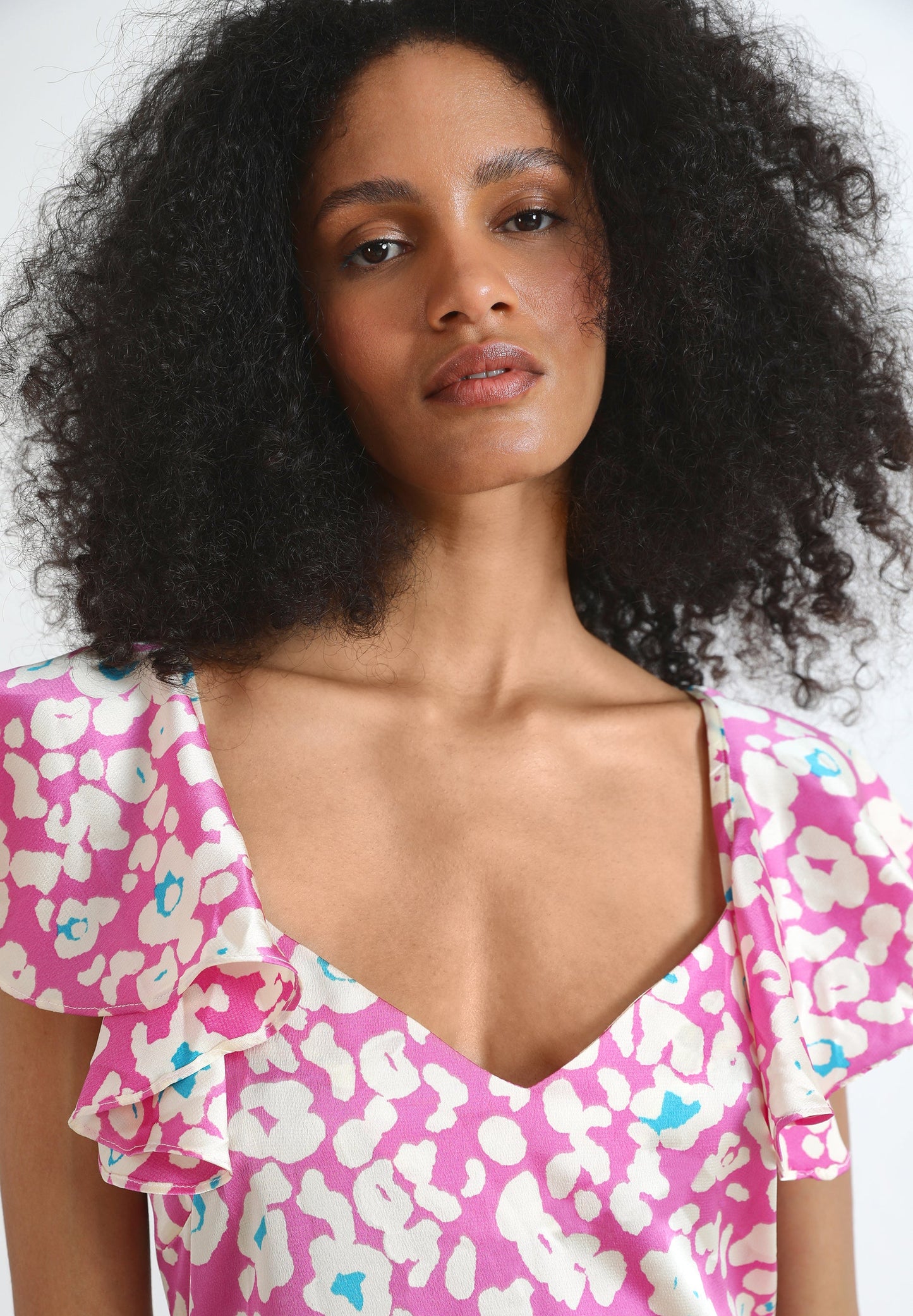 ANIMAL PRINT DRESS RUFFLED SLEEVES