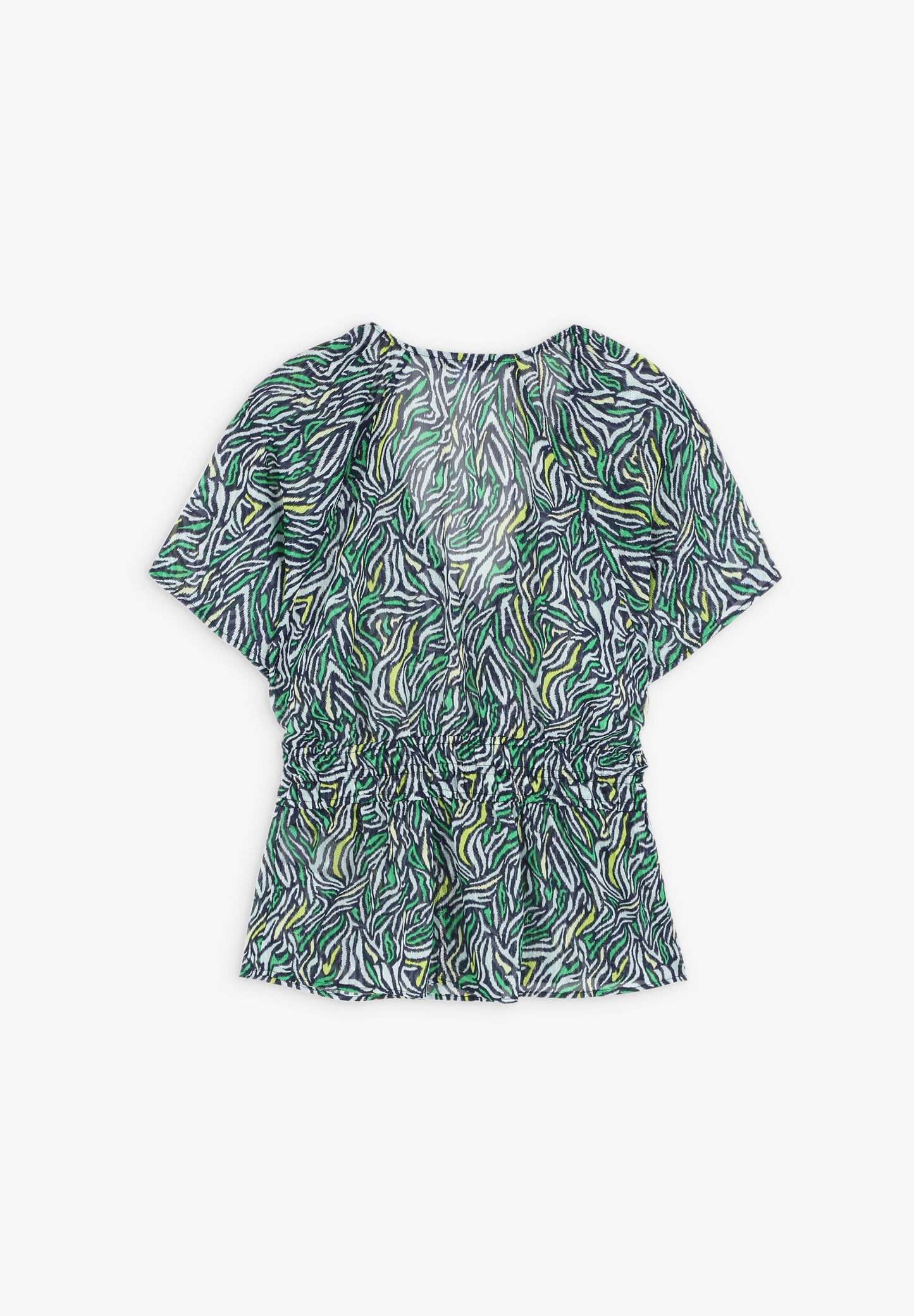 GATHERED ANIMAL PRINT TOP