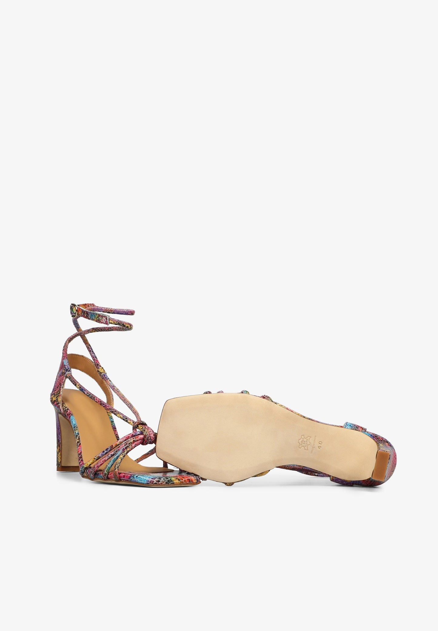 MULTICOLOURED HIGH HEEL SANDALS