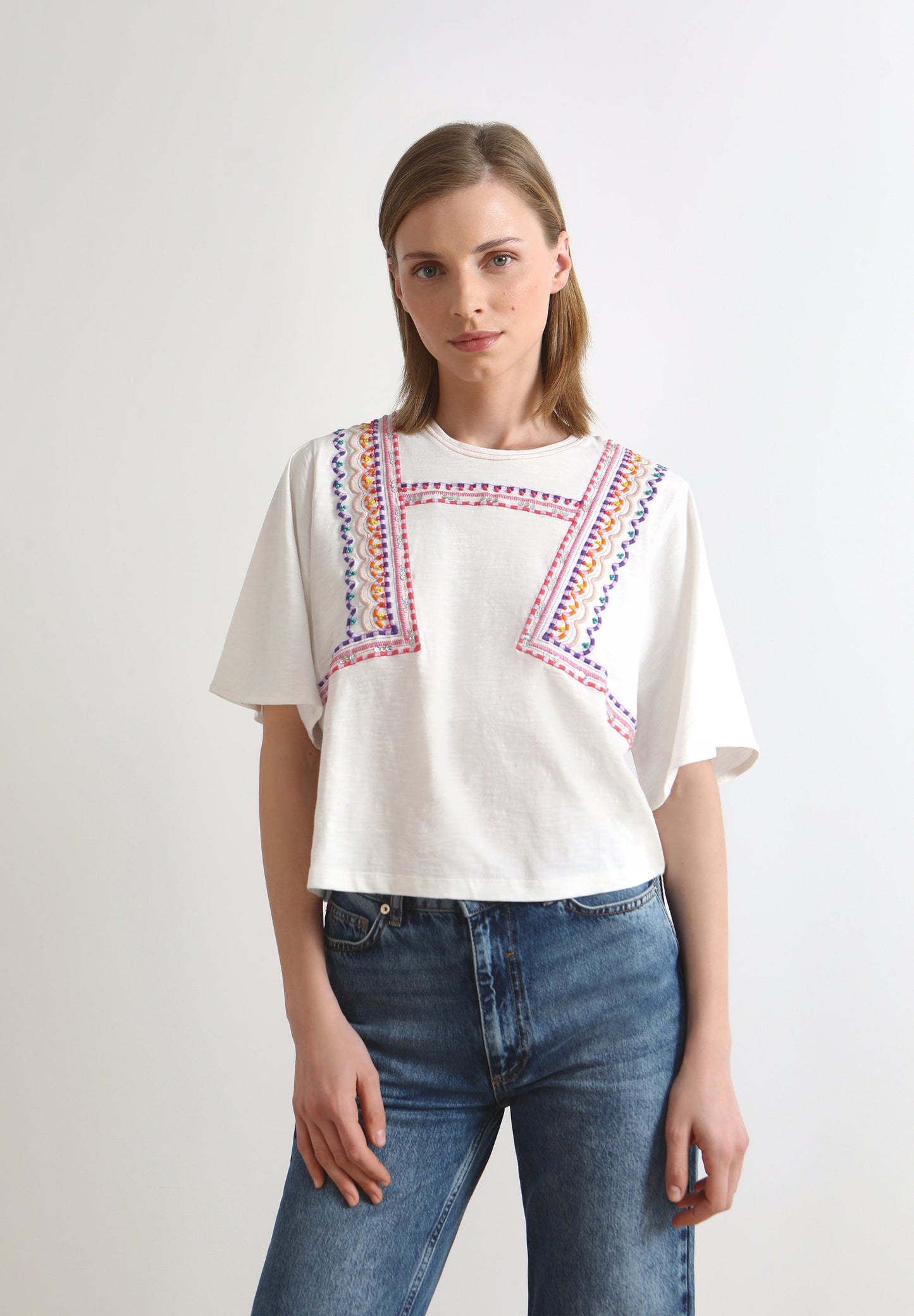 T-SHIRT WITH BEADWORK