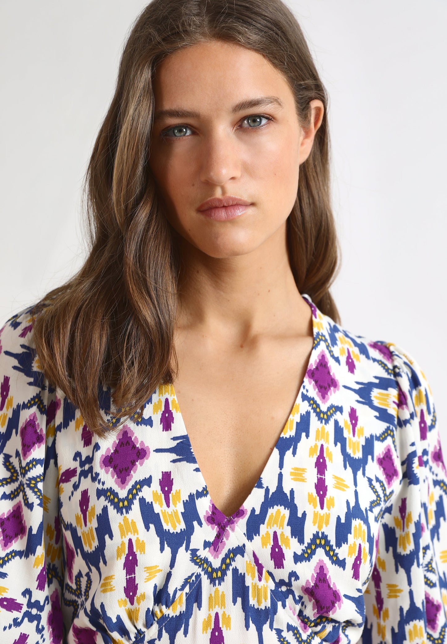 PRINTED MIDI DRESS WITH BACK VENT