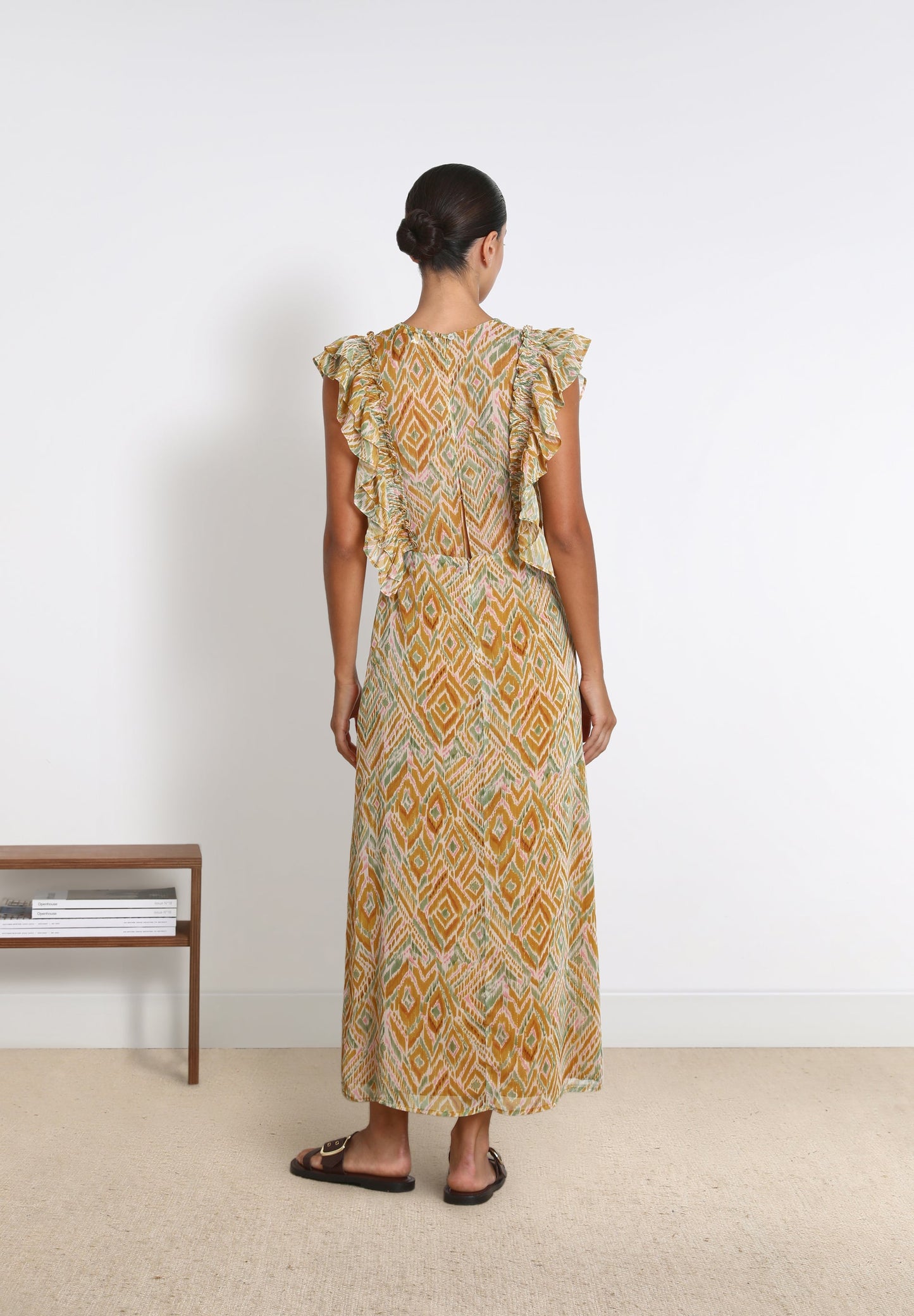 MIDI DRESS WITH RUFFLED SLEEVES