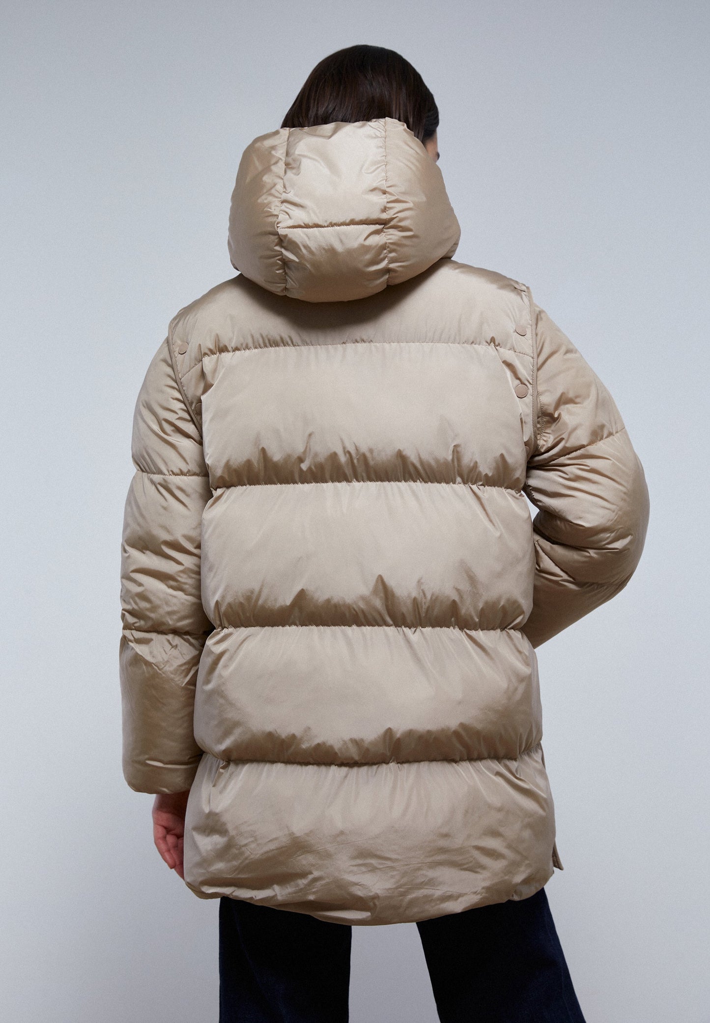 LONG PARKA WITH DETACHABLE SLEEVES