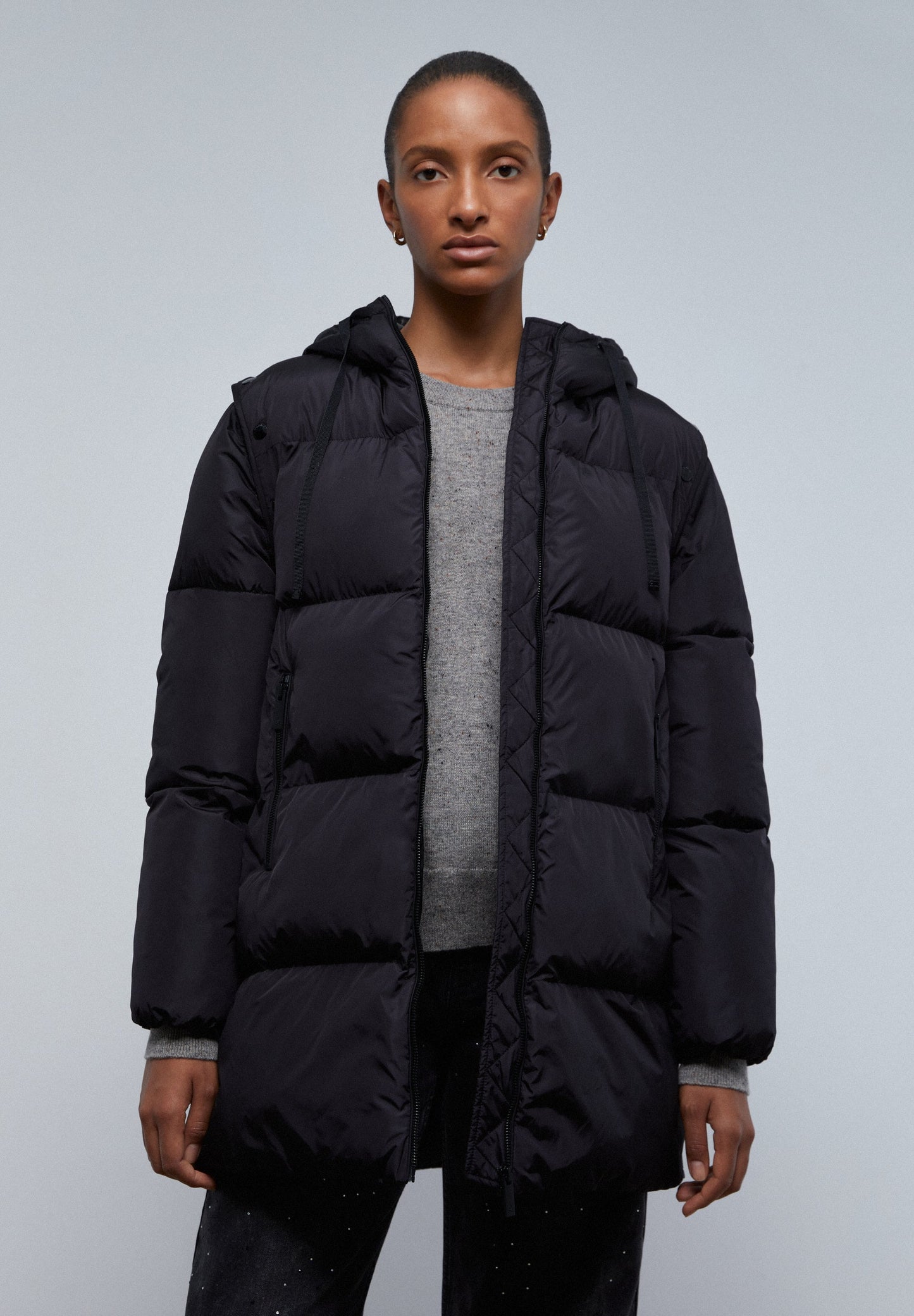 LONG PARKA WITH DETACHABLE SLEEVES